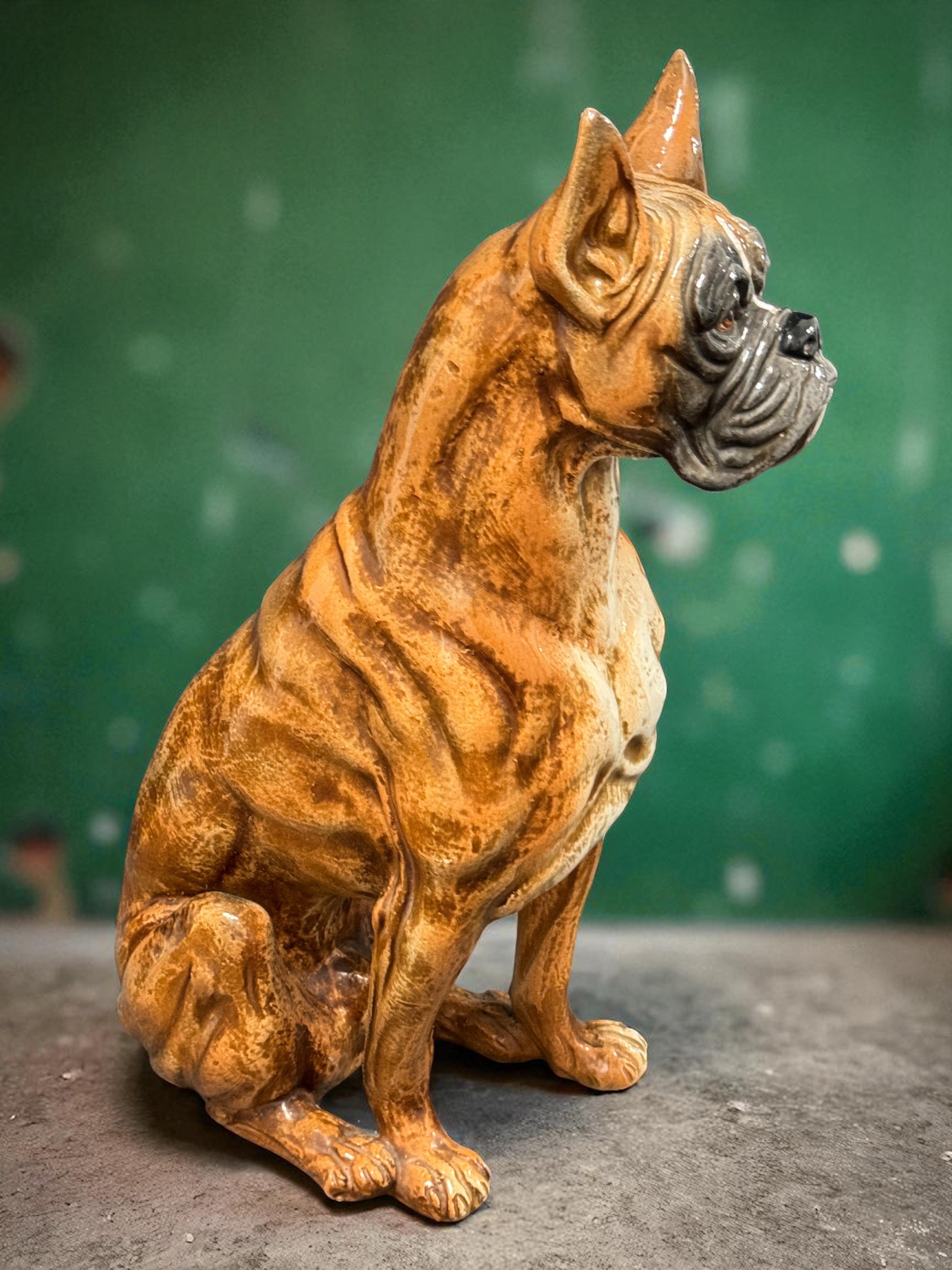 Cane Boxer Italiano a grandezza naturale Statua in Terracotta Figurina in Ceramica Vintage, anni '60 in vendita 5