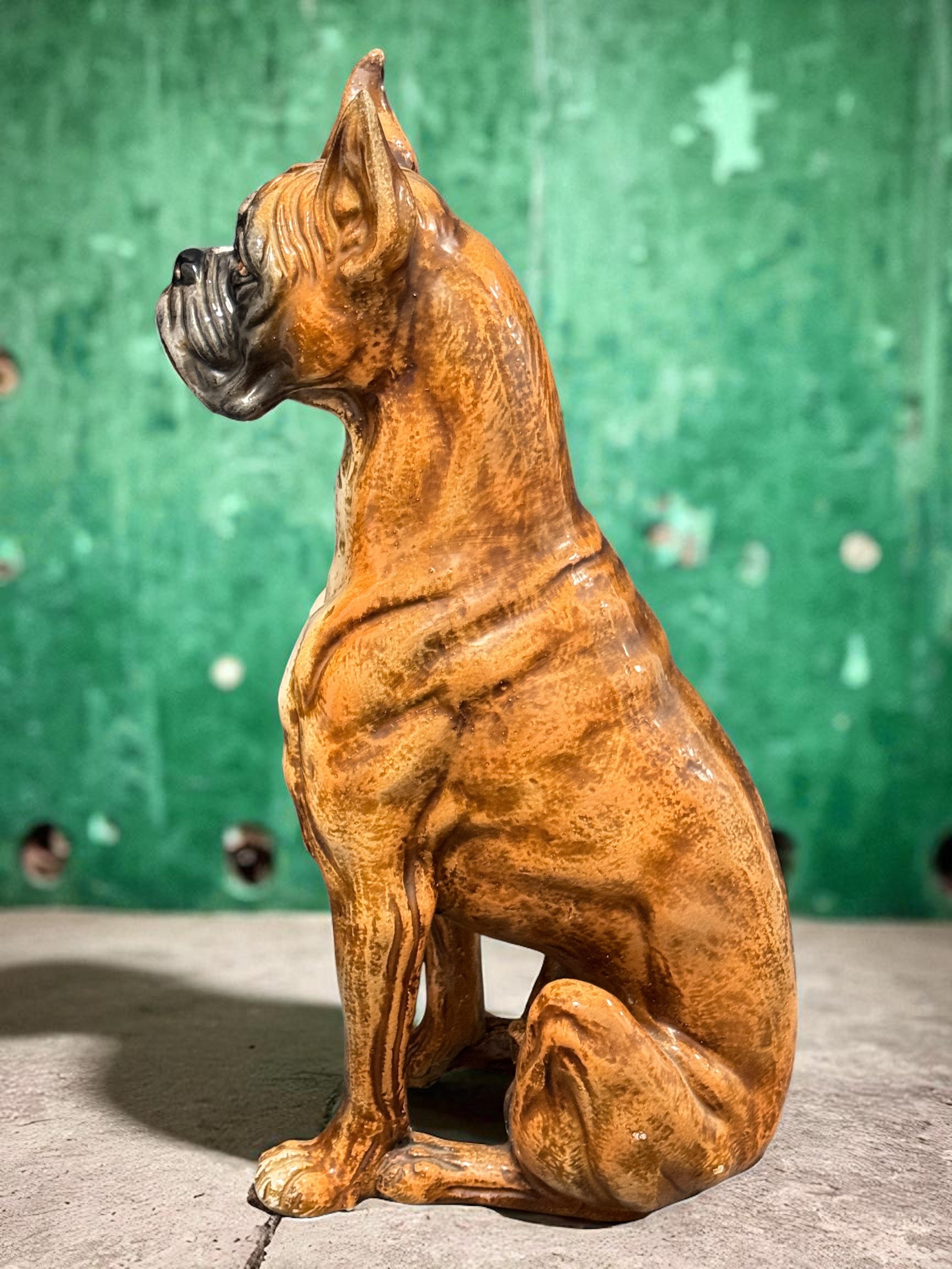 Cane Boxer Italiano a grandezza naturale Statua in Terracotta Figurina in Ceramica Vintage, anni '60 in vendita 7