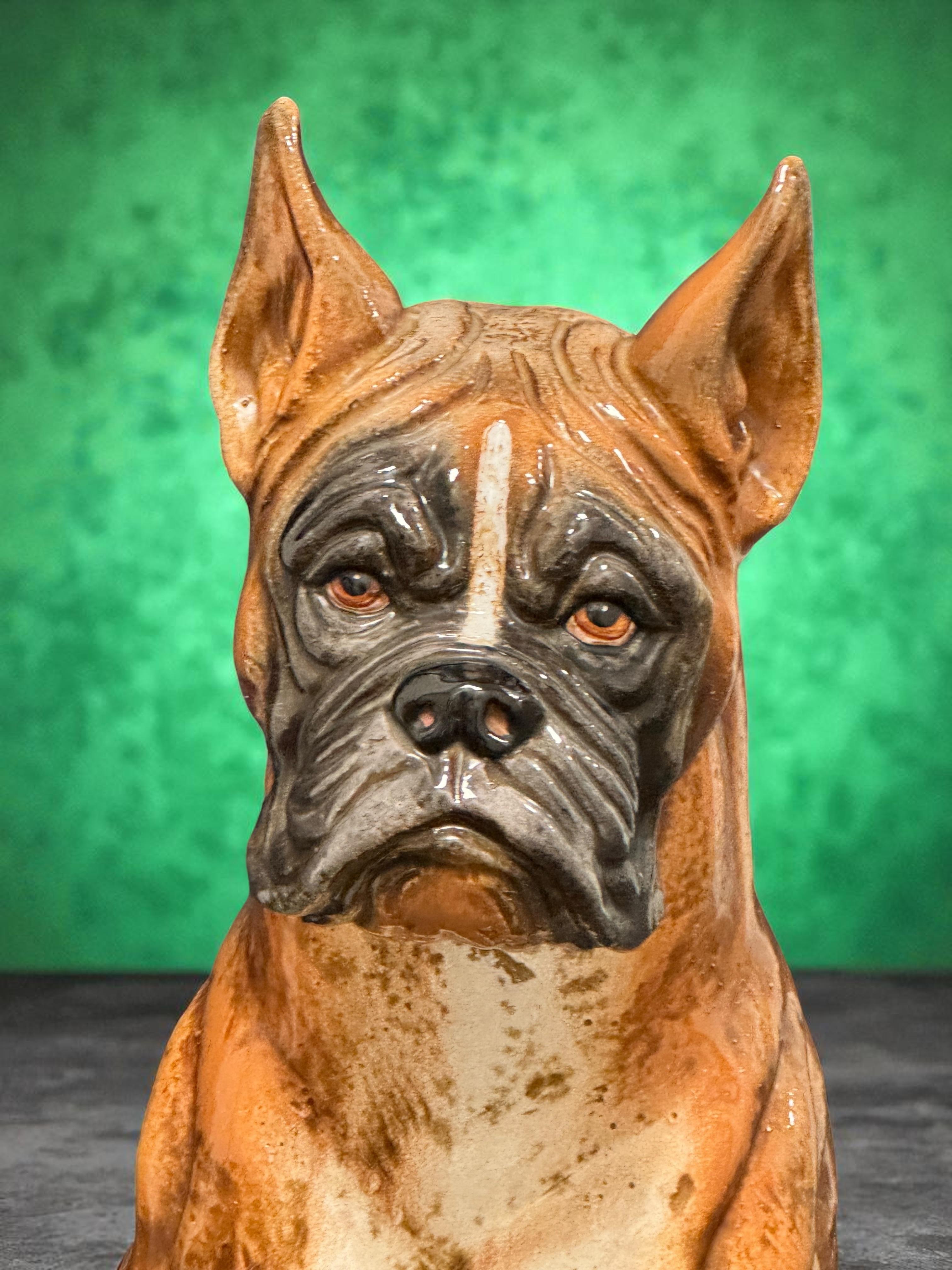 Cane Boxer Italiano a grandezza naturale Statua in Terracotta Figurina in Ceramica Vintage, anni '60 in vendita 8