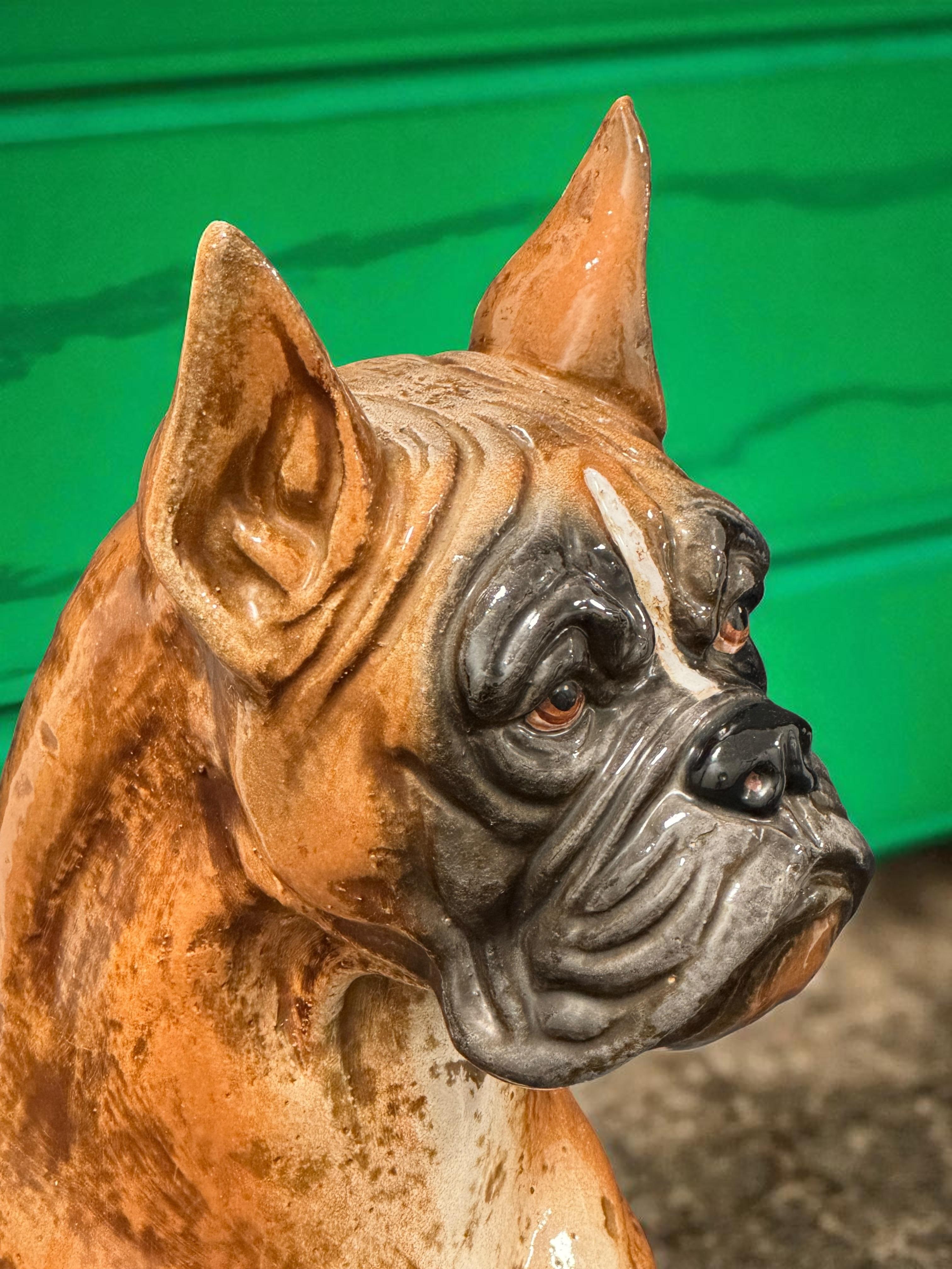 Cane Boxer Italiano a grandezza naturale Statua in Terracotta Figurina in Ceramica Vintage, anni '60 in vendita 11