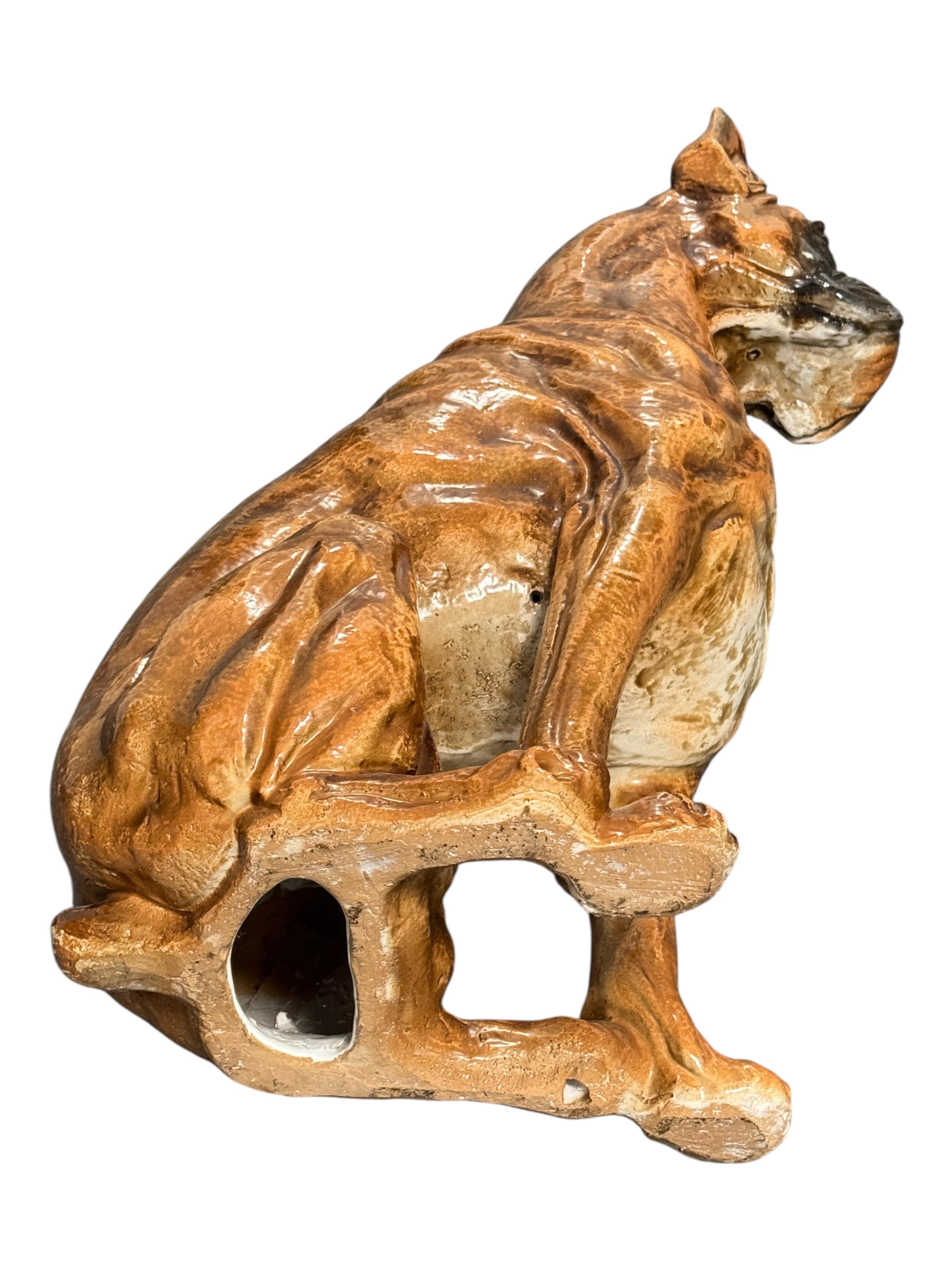 Cane Boxer Italiano a grandezza naturale Statua in Terracotta Figurina in Ceramica Vintage, anni '60 in vendita 1