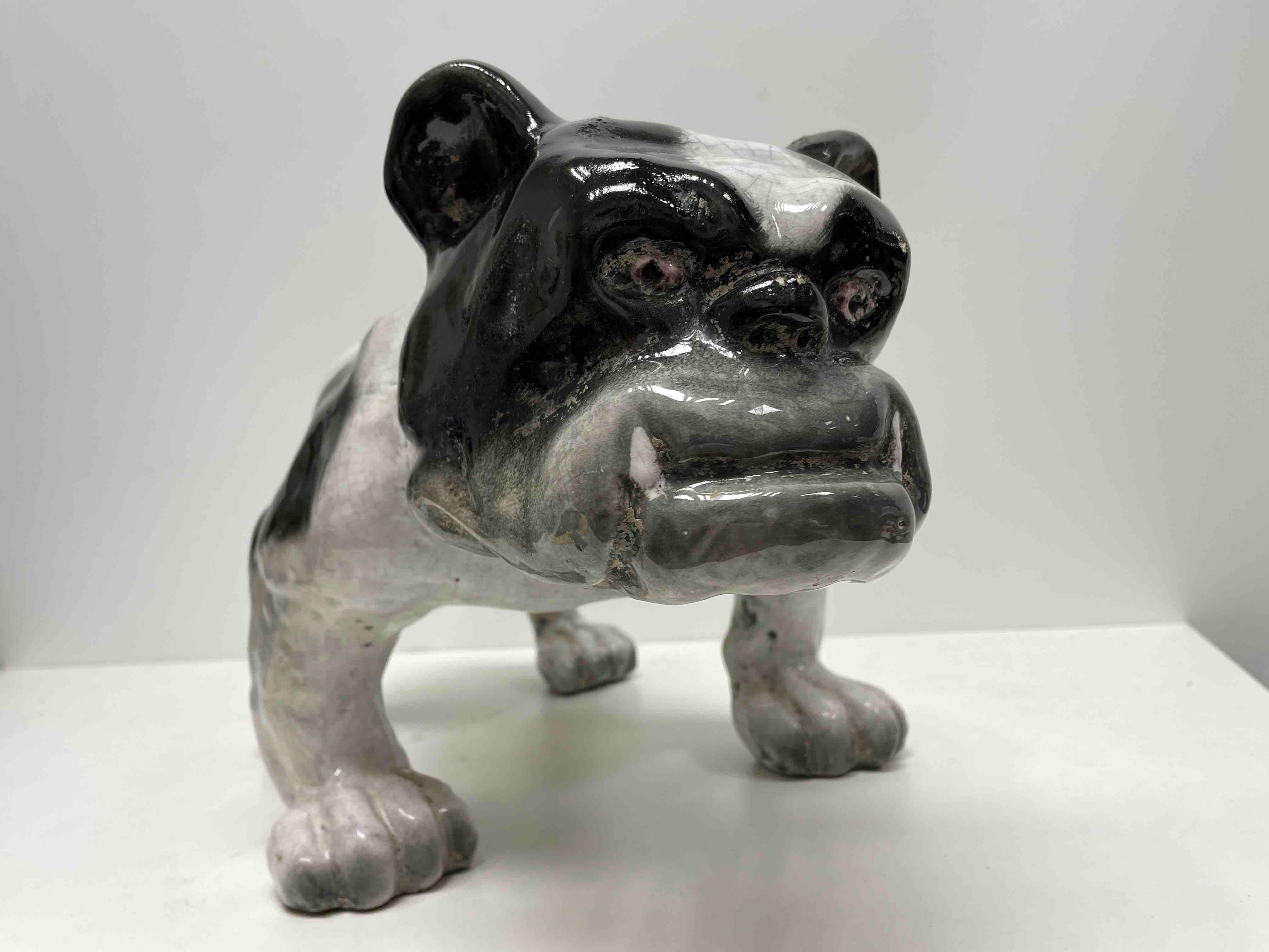 ‎Life-Size Italian Bulldog Majolica Pug Dog Statue Figurine Vintage, 1960s For Sale 6