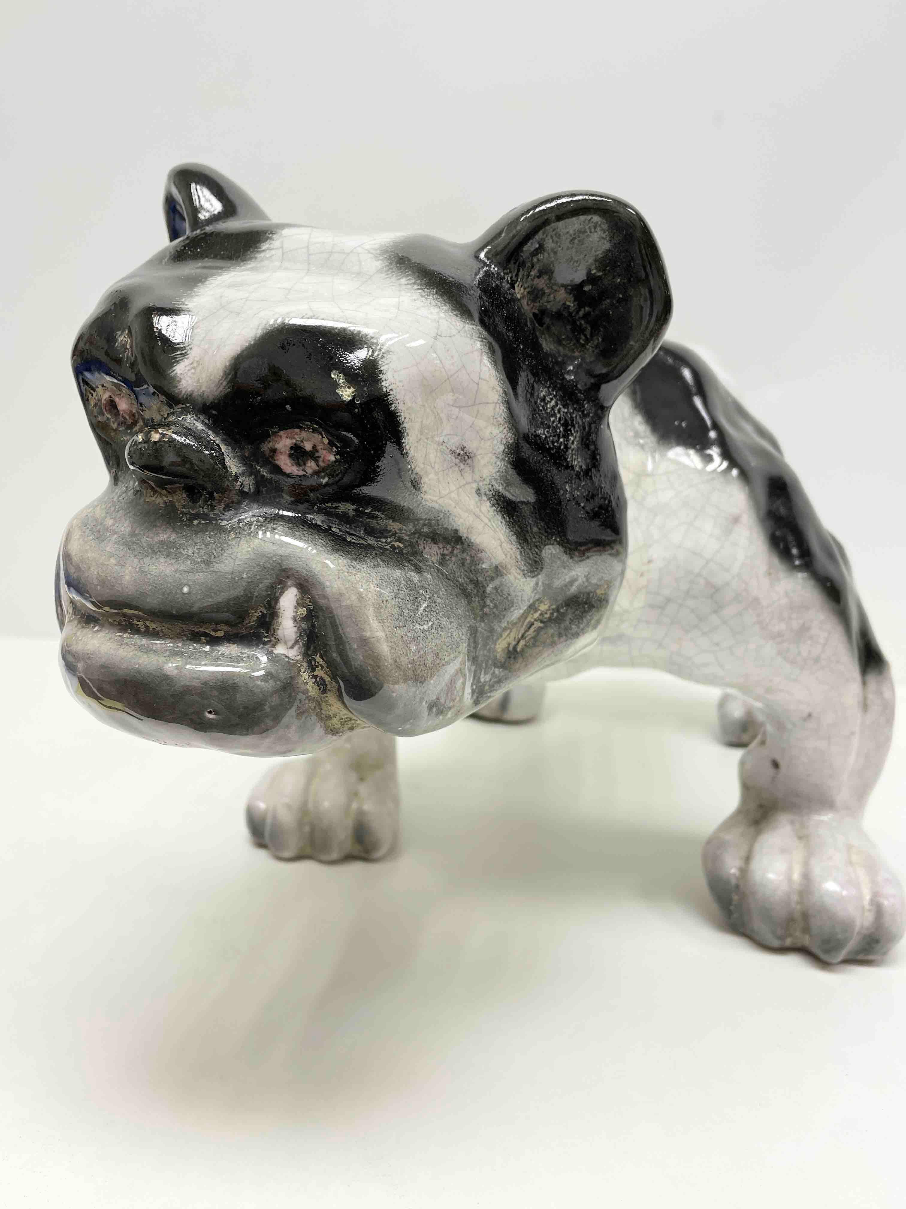 ‎Life-Size Italian Bulldog Majolica Pug Dog Statue Figurine Vintage, 1960s For Sale 7