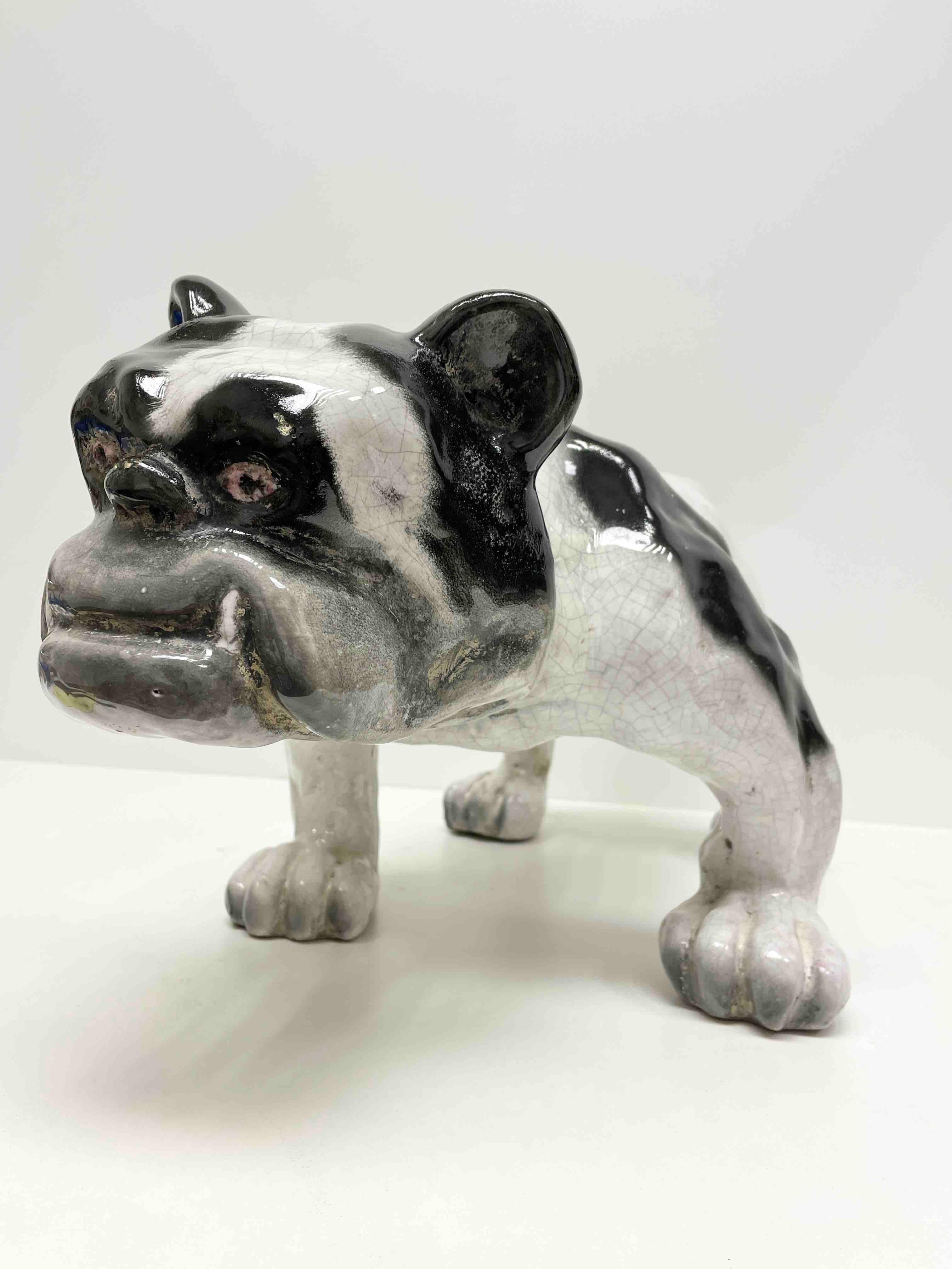 Statue grandeur nature italienne de chien taureau en majolique vintage en forme de chien, années 1960 en vente 10