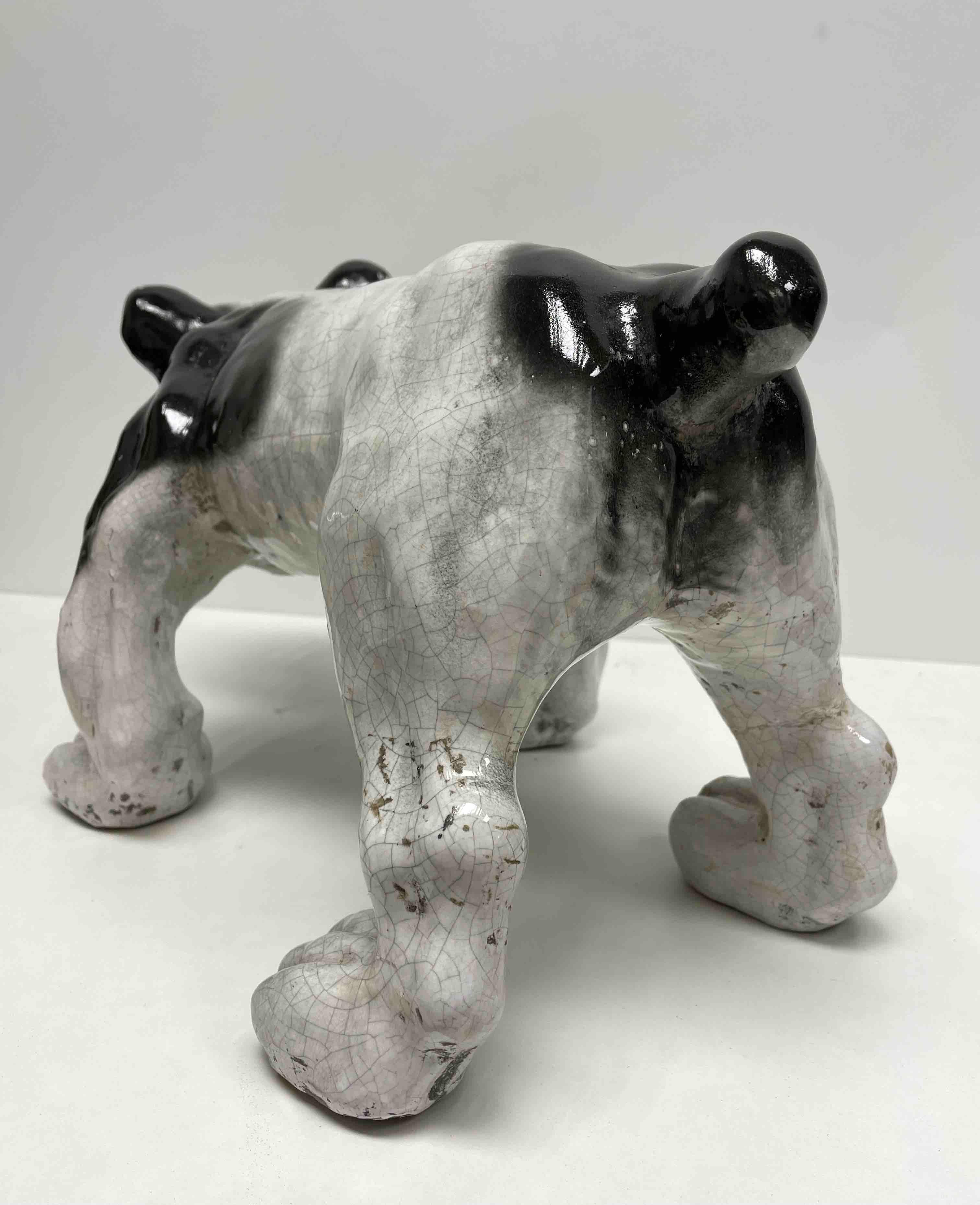 Statue grandeur nature italienne de chien taureau en majolique vintage en forme de chien, années 1960 en vente 11