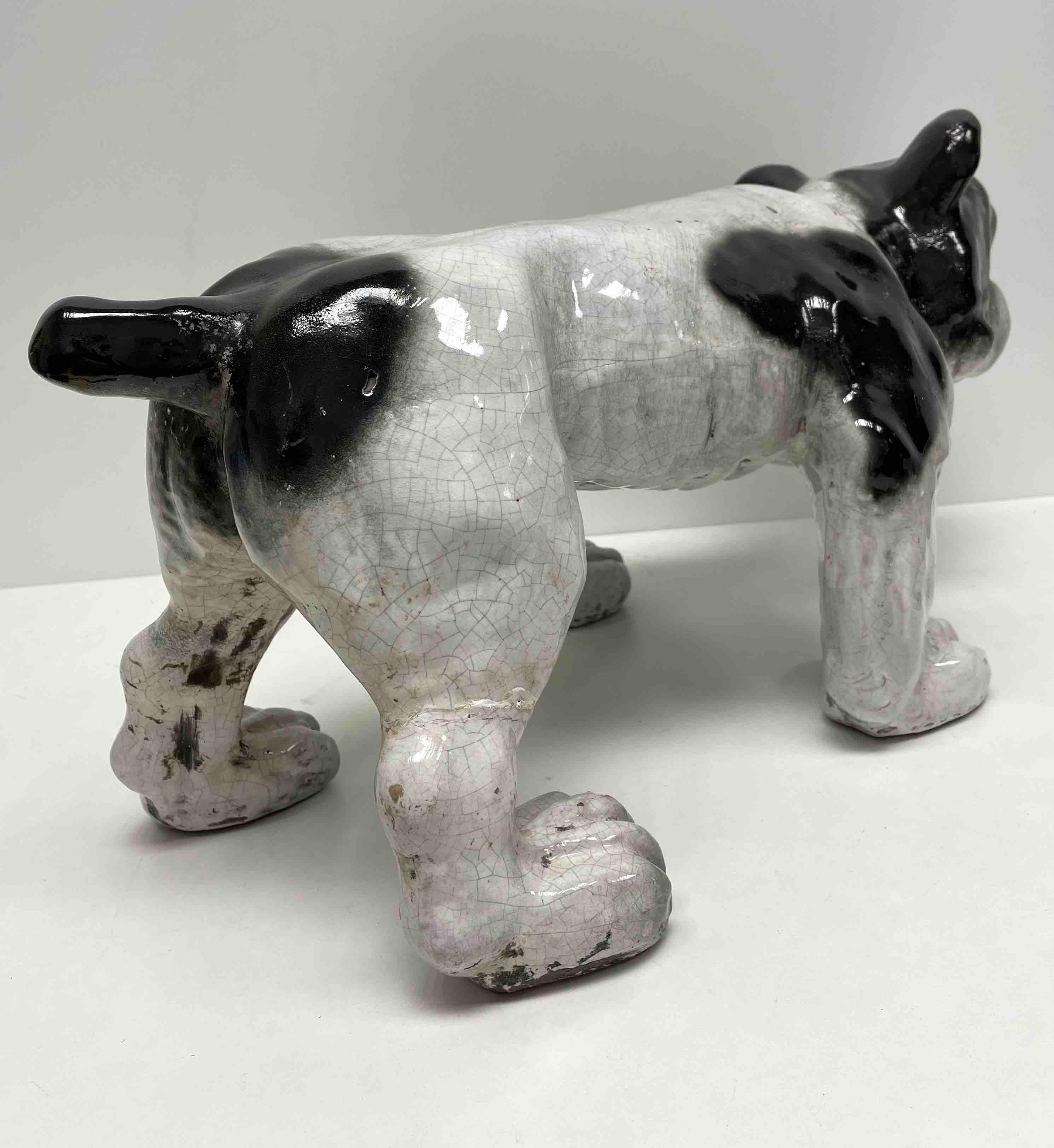 Statue grandeur nature italienne de chien taureau en majolique vintage en forme de chien, années 1960 en vente 12