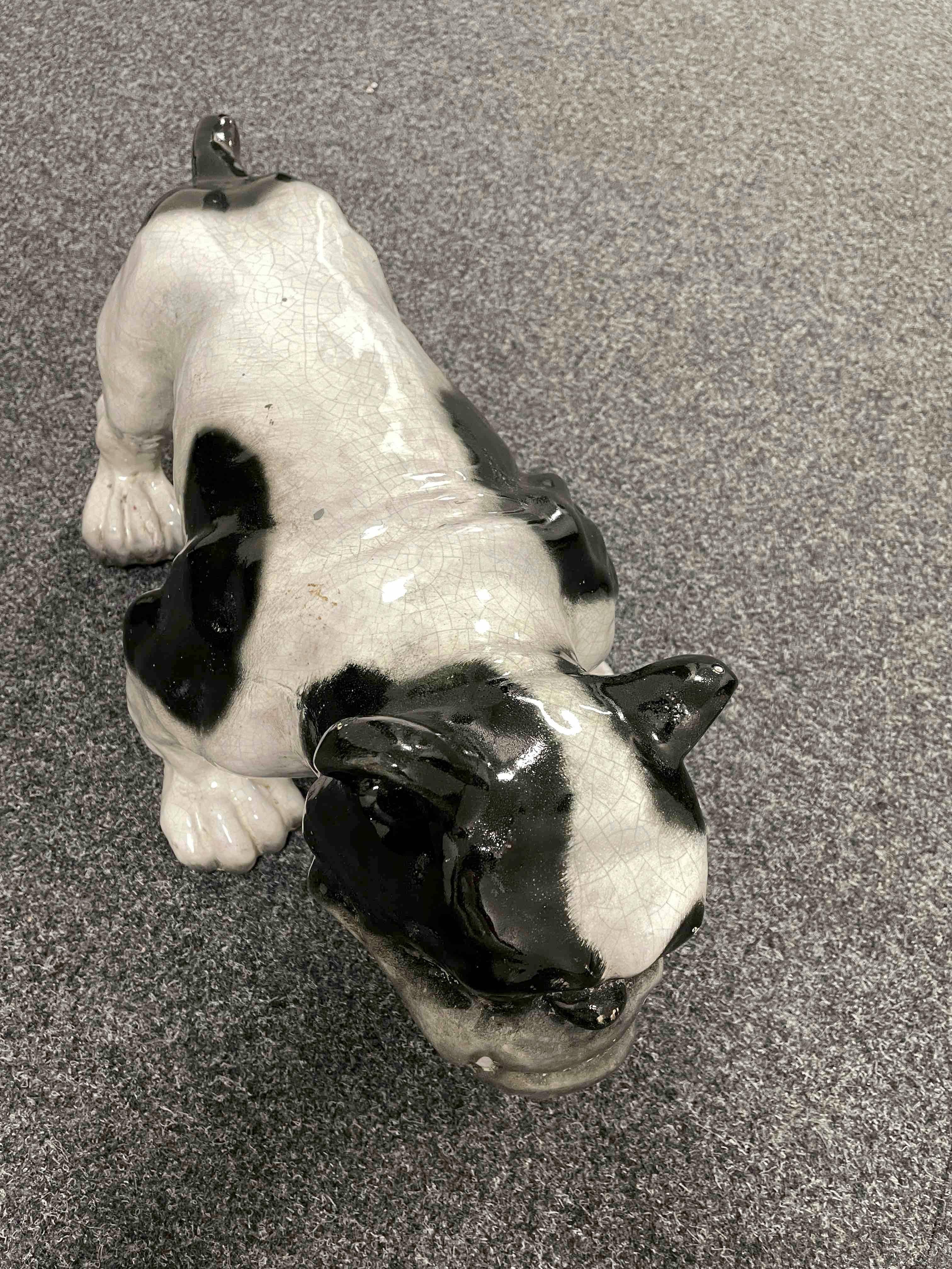 Mid-20th Century ‎Life-Size Italian Bulldog Majolica Pug Dog Statue Figurine Vintage, 1960s For Sale