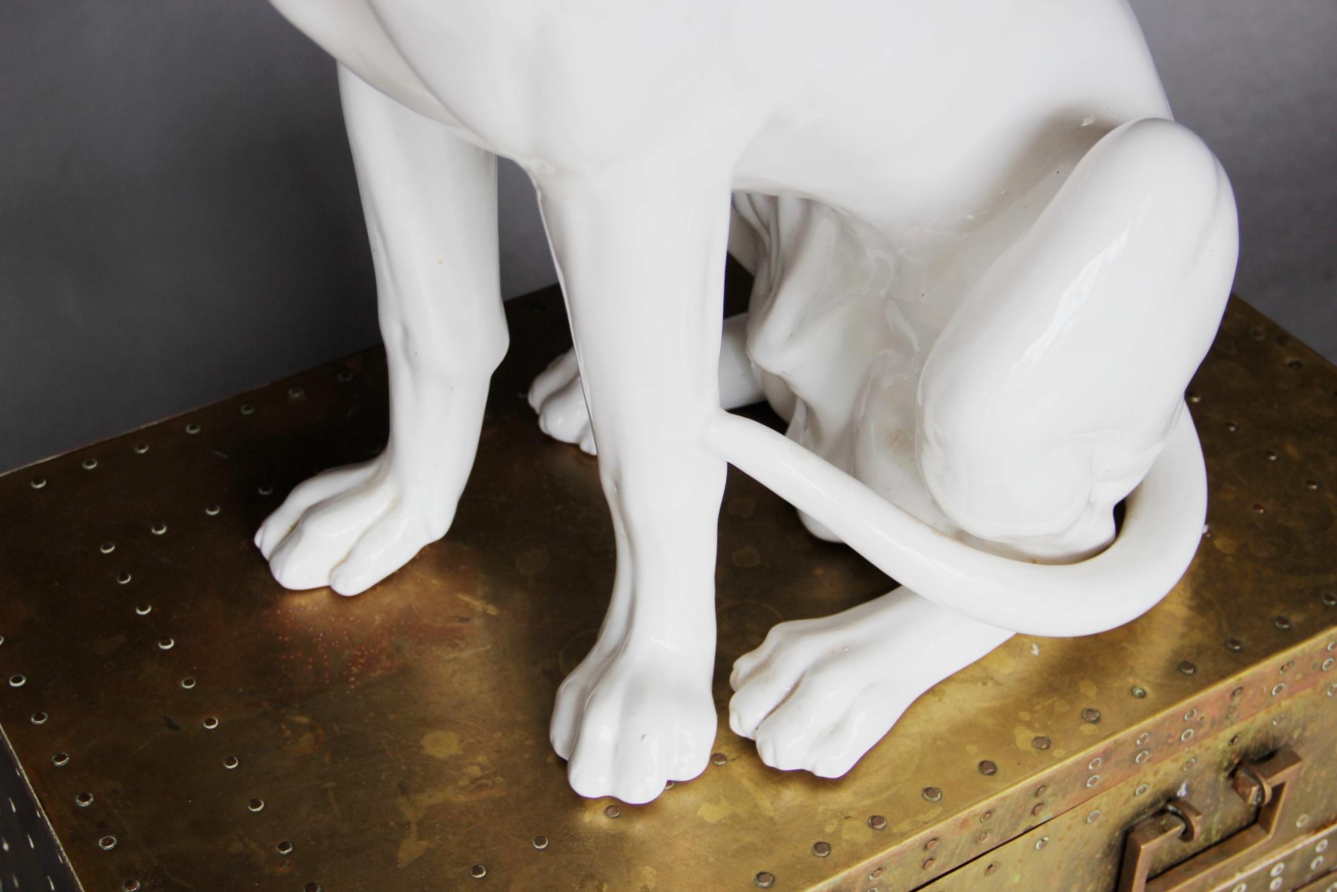 white ceramic dog