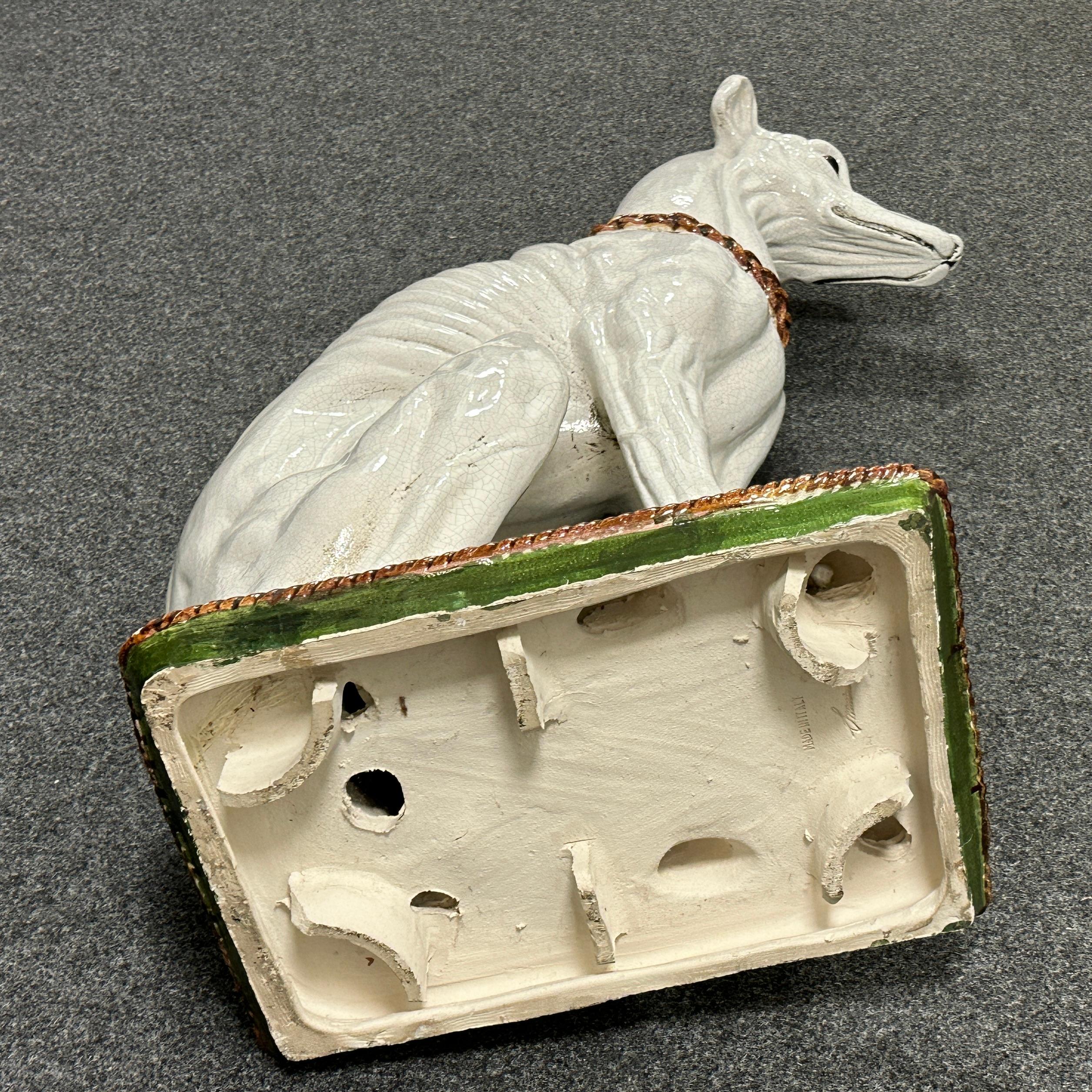 ‎Life-Size Italian Galgo Greyhound Majolica Dog Statue Figurine Vintage, 1960s For Sale 3