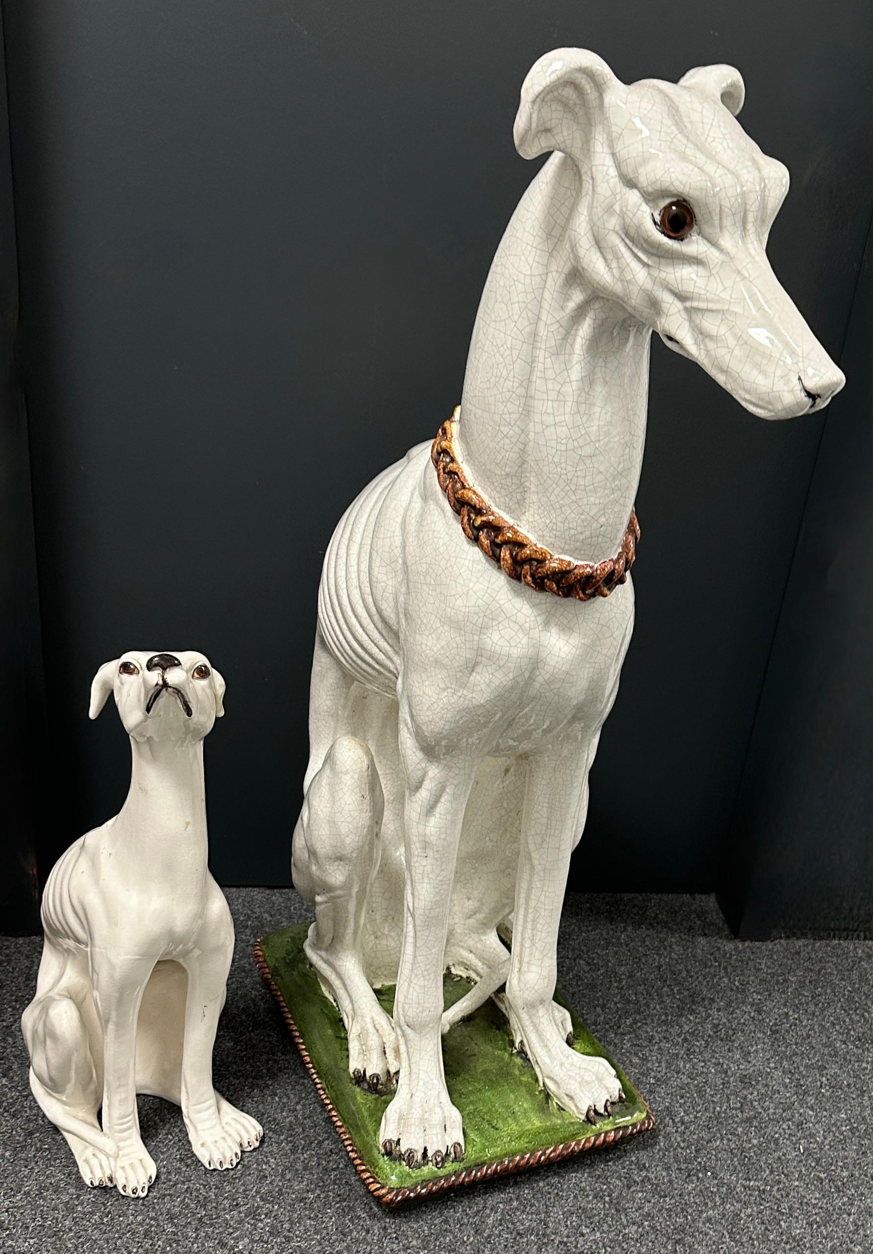 Statue de chien en majolique Galgo Greyhound italien grandeur nature Figurine Vintage, 1960s en vente 9