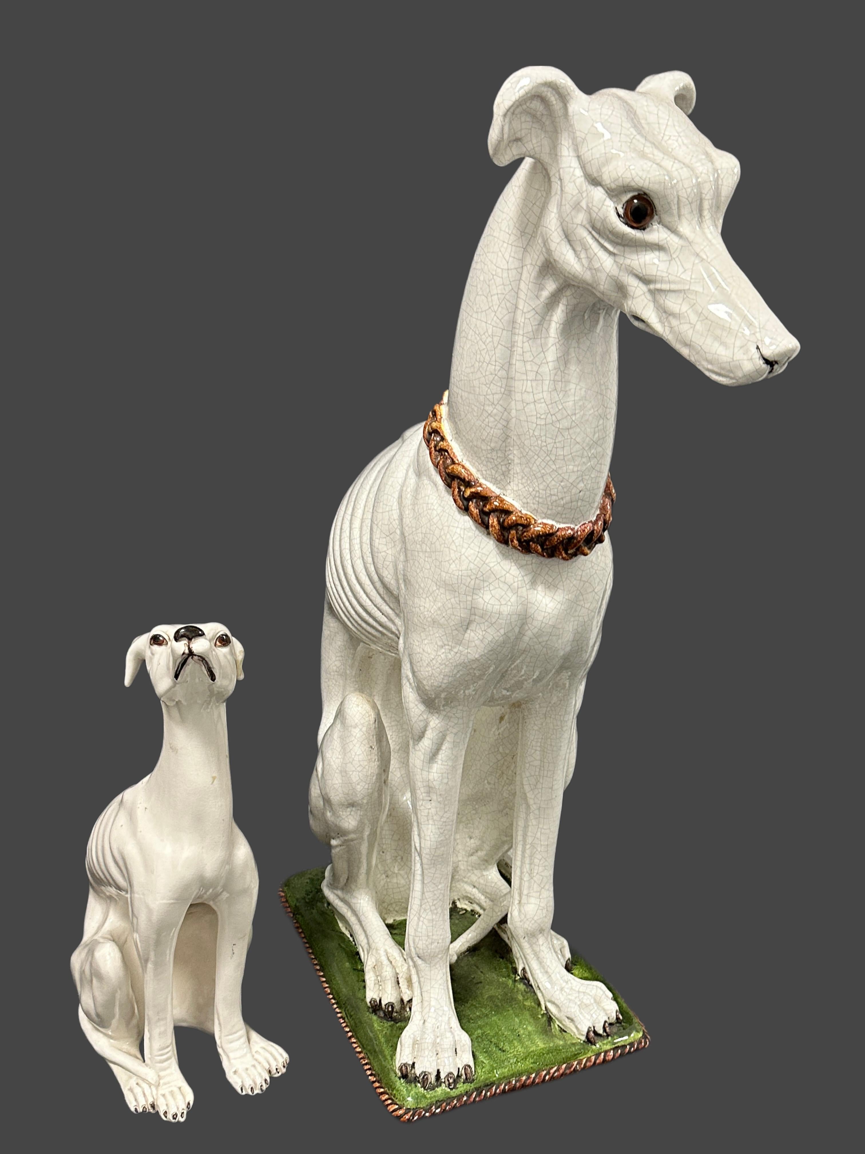 Statue de chien en majolique Galgo Greyhound italien grandeur nature Figurine Vintage, 1960s en vente 10