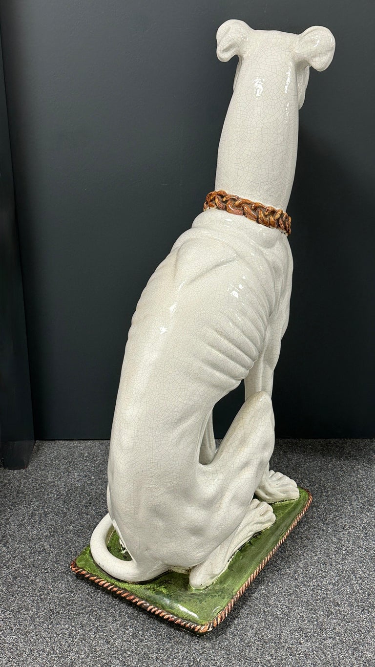 Life Size Italian Galgo Greyhound Majolica Dog Statue Figurine Vintage 1960s For Sale at 1stDibs galgo statue white greyhound for sale italian galgo dog