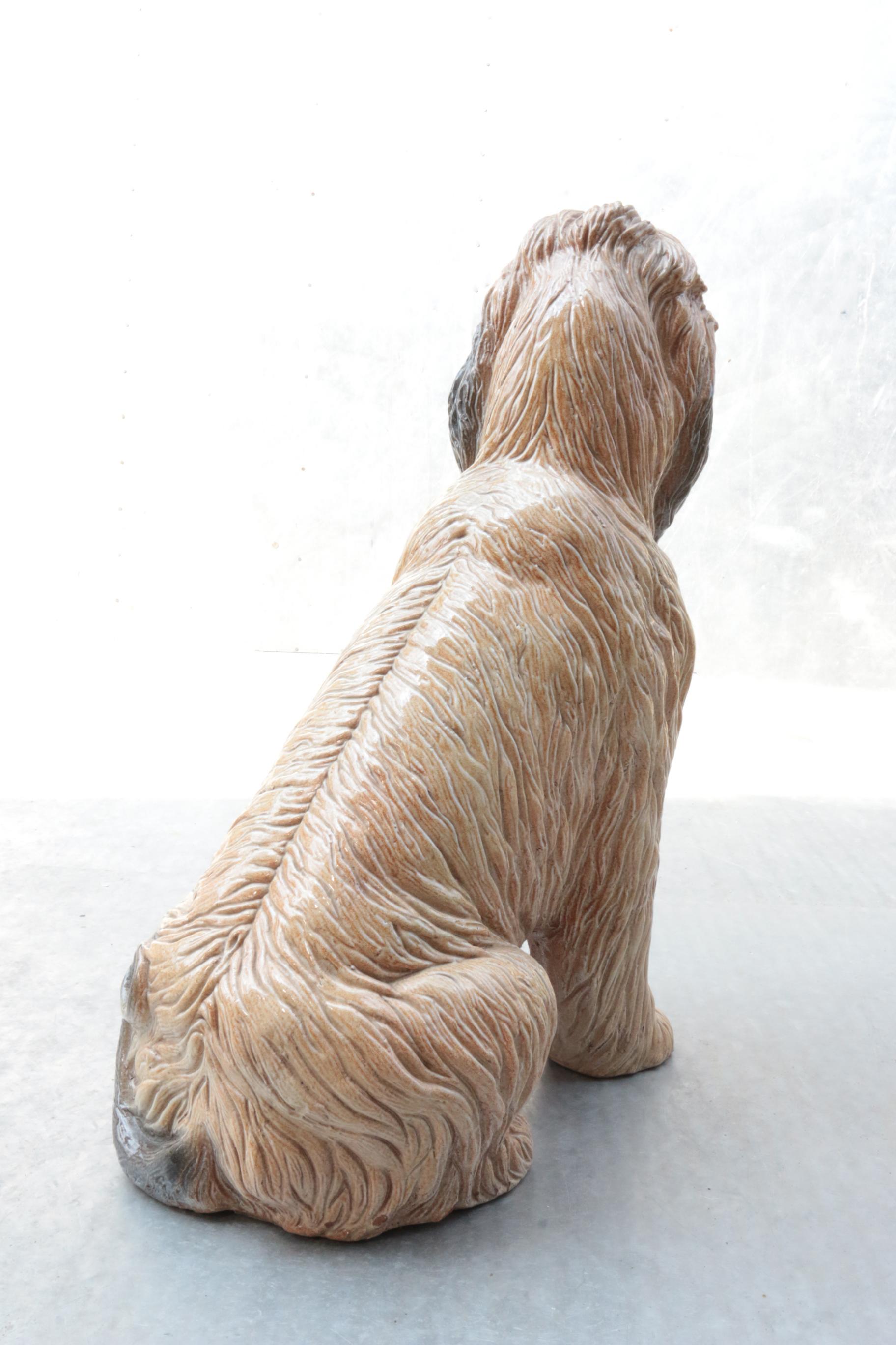 Stunning life-size Italian, color and glazed, terracotta figure of a female Afghan Hound.
Dating from circa 1970s.
This truly magnificent dog sculpture has a beautiful boyfriend.
We sell them separately, you can see him on the last photo.
It has