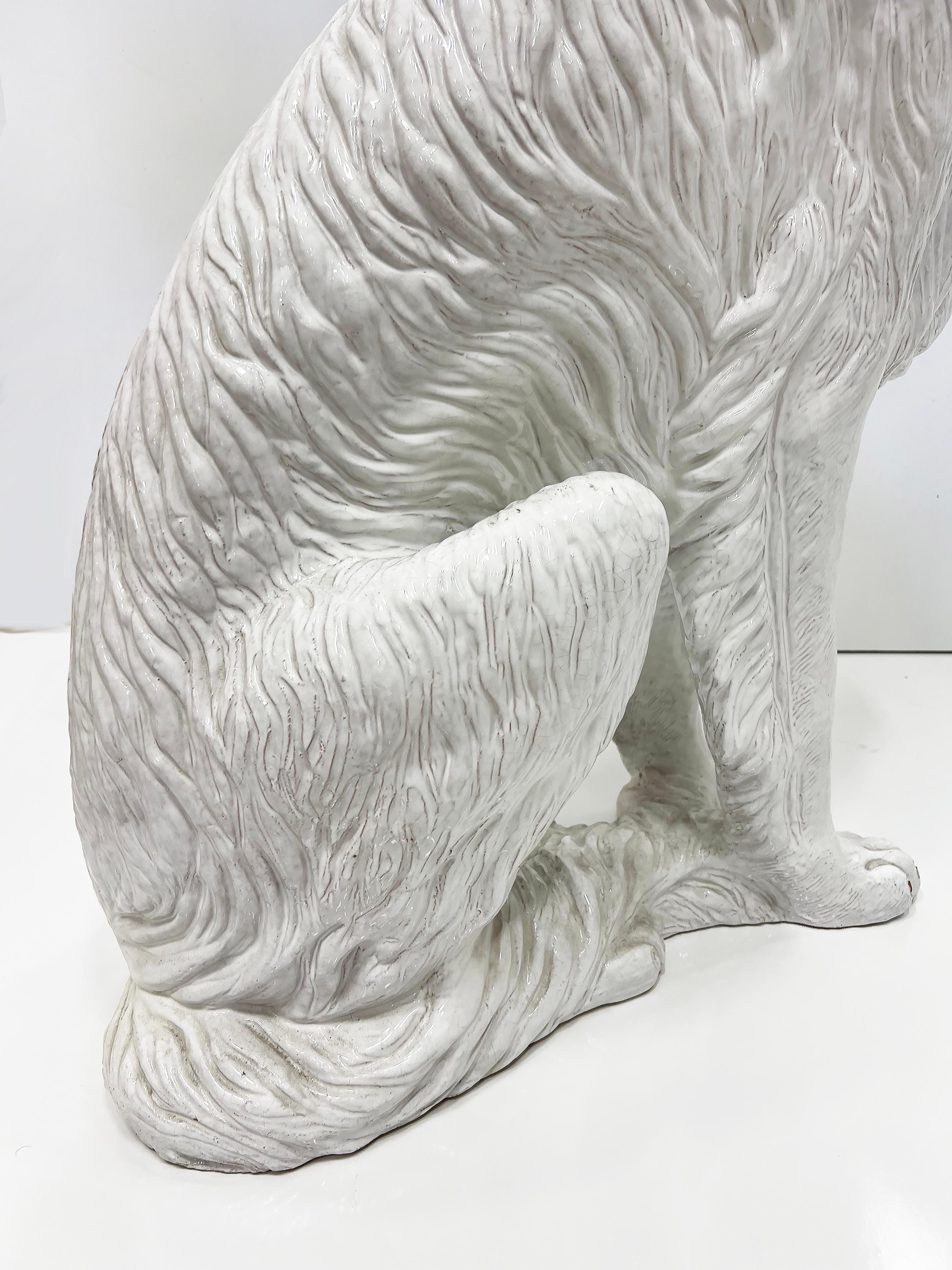 Lobo ruso Borzoi de terracota esmaltada italiana a tamaño natural Italiano en venta