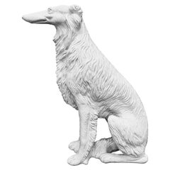 Lobo ruso Borzoi de terracota esmaltada italiana a tamaño natural