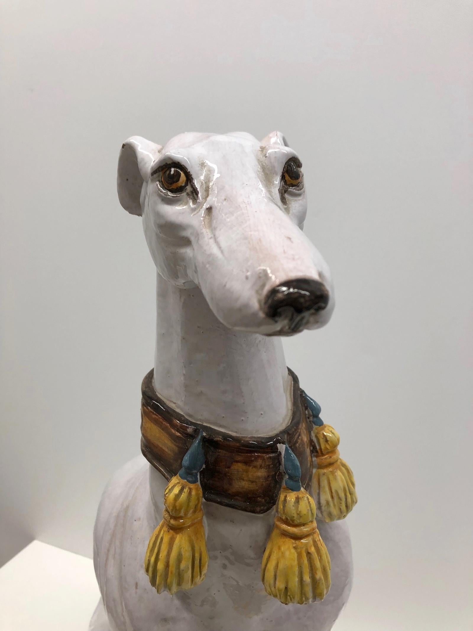 ‎Life-Size Italian Greyhound Majolica Dog Statue Figurine Vintage 1960s 2