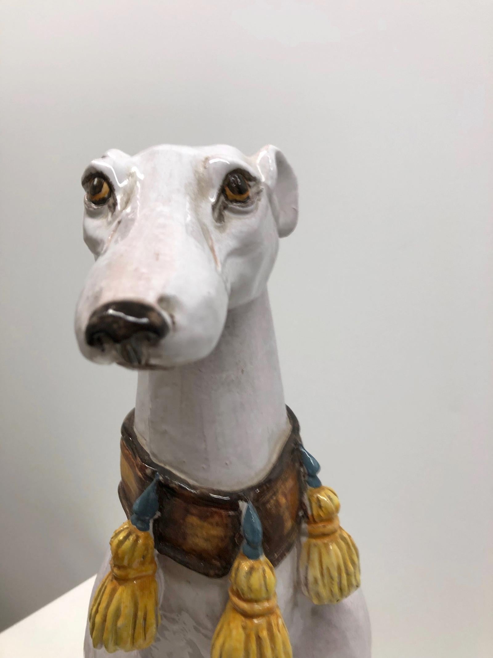‎Life-Size Italian Greyhound Majolica Dog Statue Figurine Vintage 1960s 3