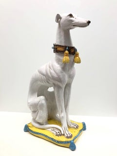 ‎Life-Size Italian Greyhound Majolica Dog Statue Figurine Vintage 1960s