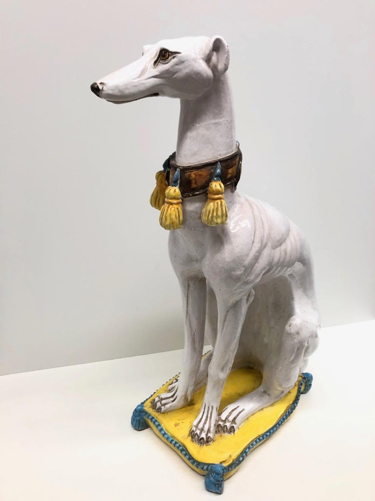 ‎LifeSize Italian Greyhound Majolica Dog Statue Figurine Vintage 1960s at 1stDibs italian