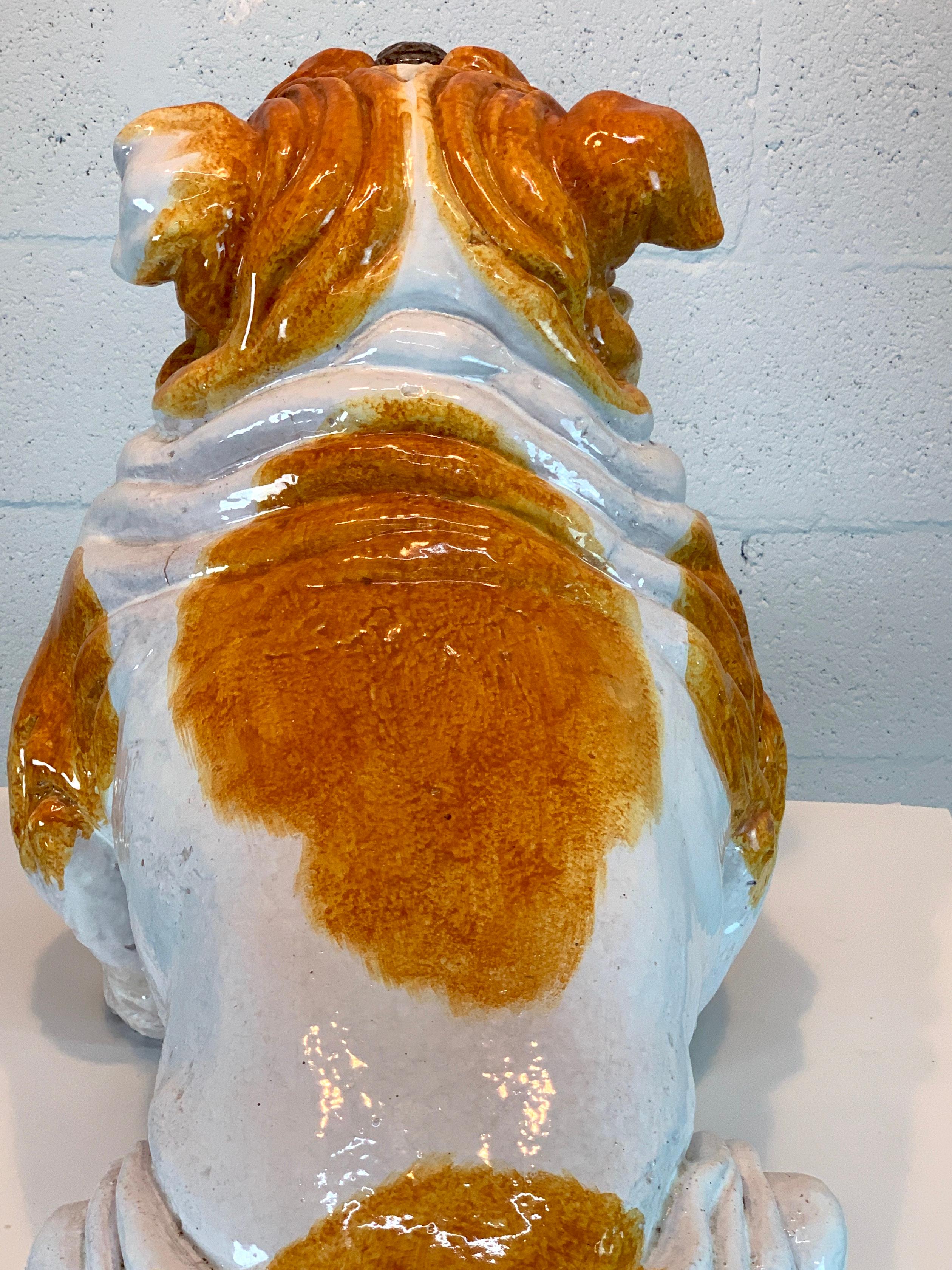 Hand-Painted Life-Size Italian Majolica Bull Dog