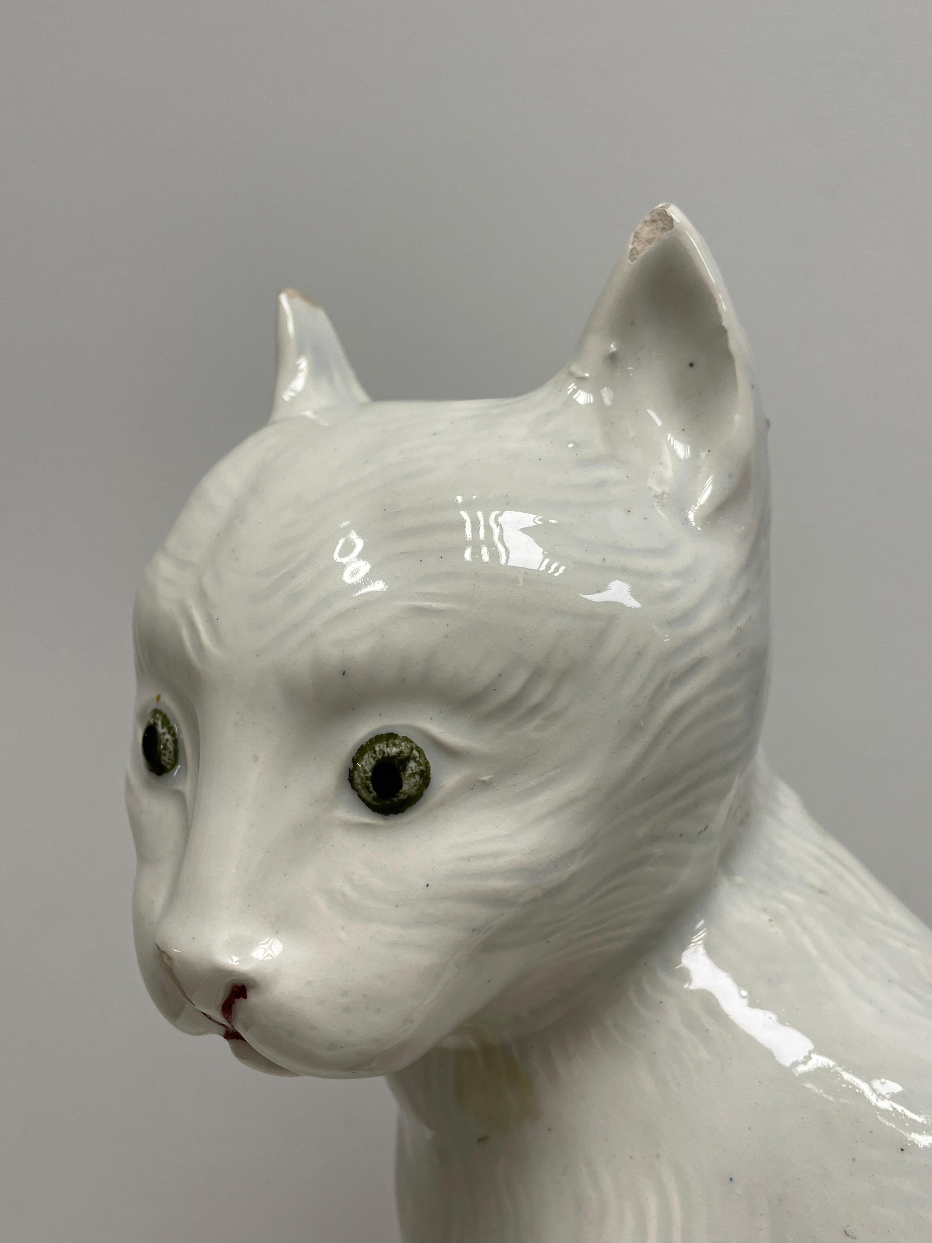‎Life-Size Italian Majolica Cat Statue Figurine Vintage, Italy, 1950s 3