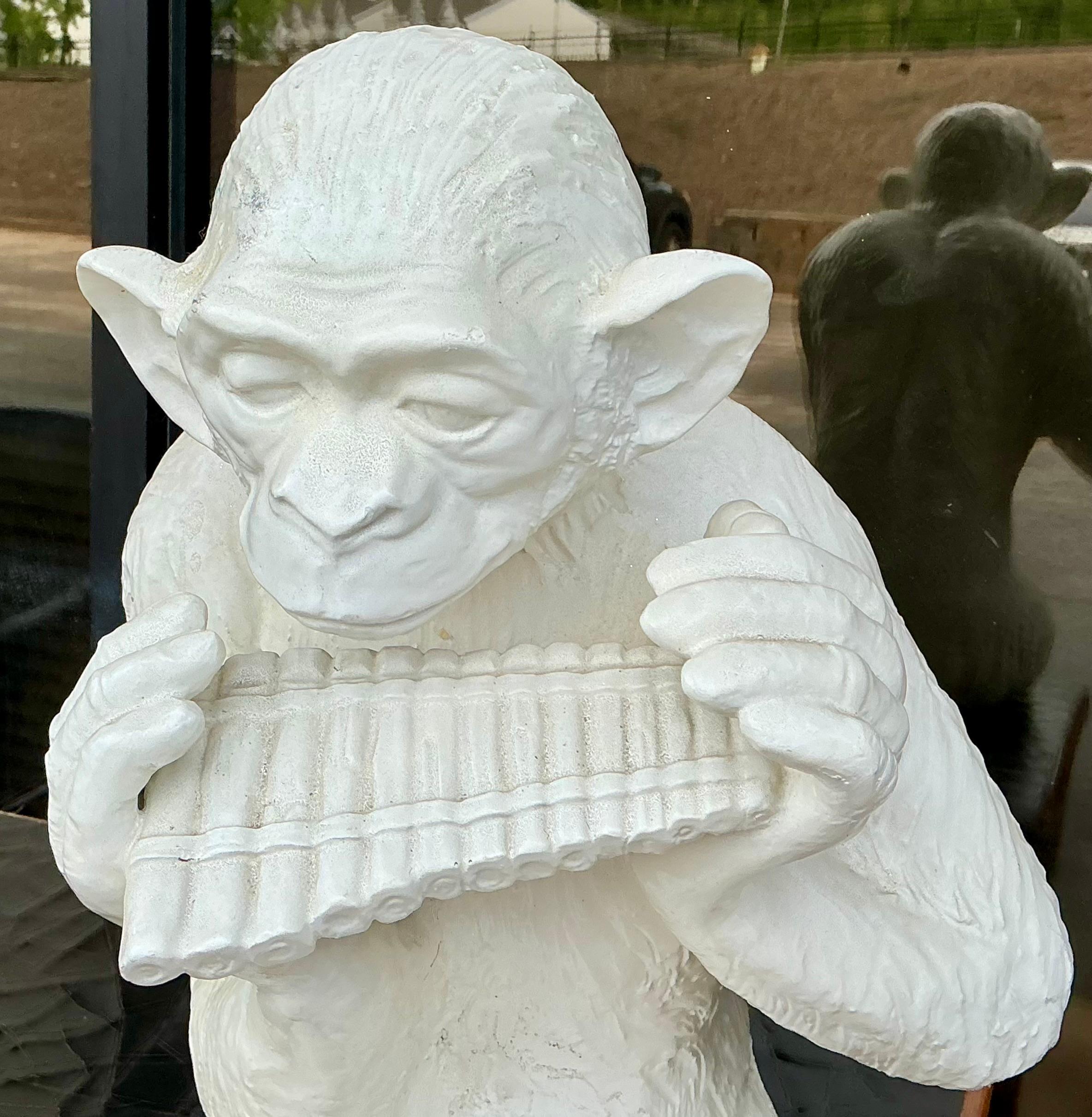 Hollywood Regency Life Size Italian Regency Blanc De Chine Style White Monkey Figurine