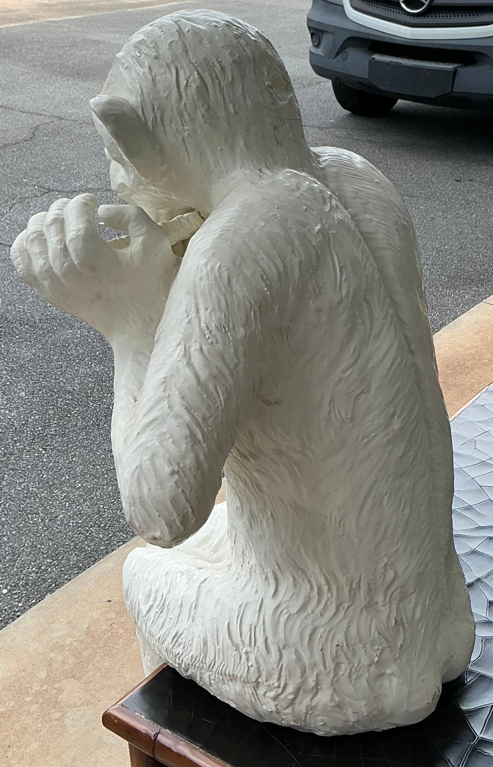 20th Century Life Size Italian Regency Blanc De Chine Style White Monkey Figurine