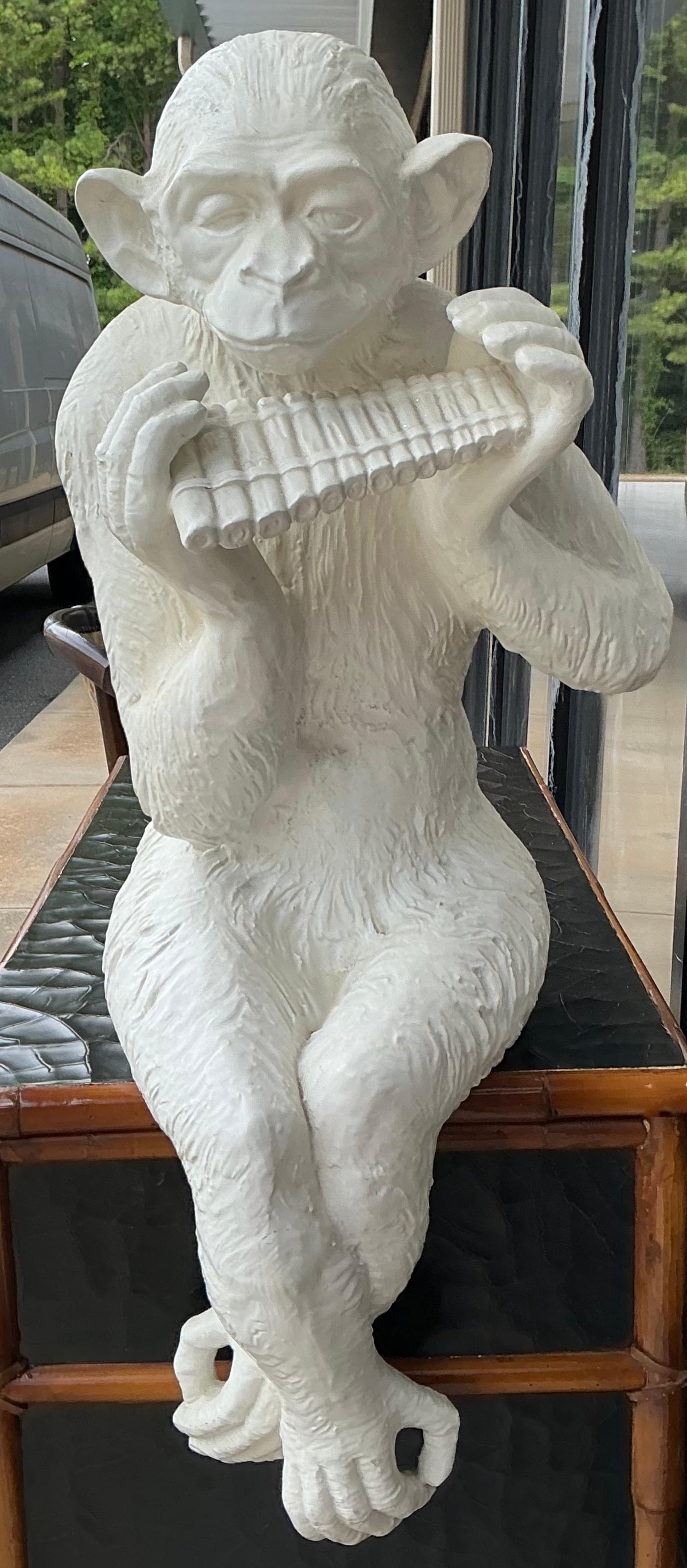 Life Size Italian Regency Blanc De Chine Style White Monkey Figurine 1
