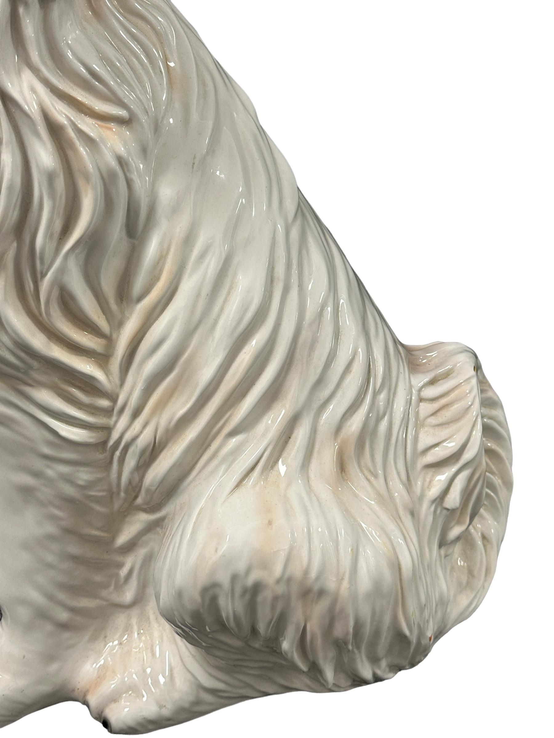 ‎Life-Size Italian seated Dog Majolica Ceramic Statue Figurine Vintage, 1980s For Sale 6