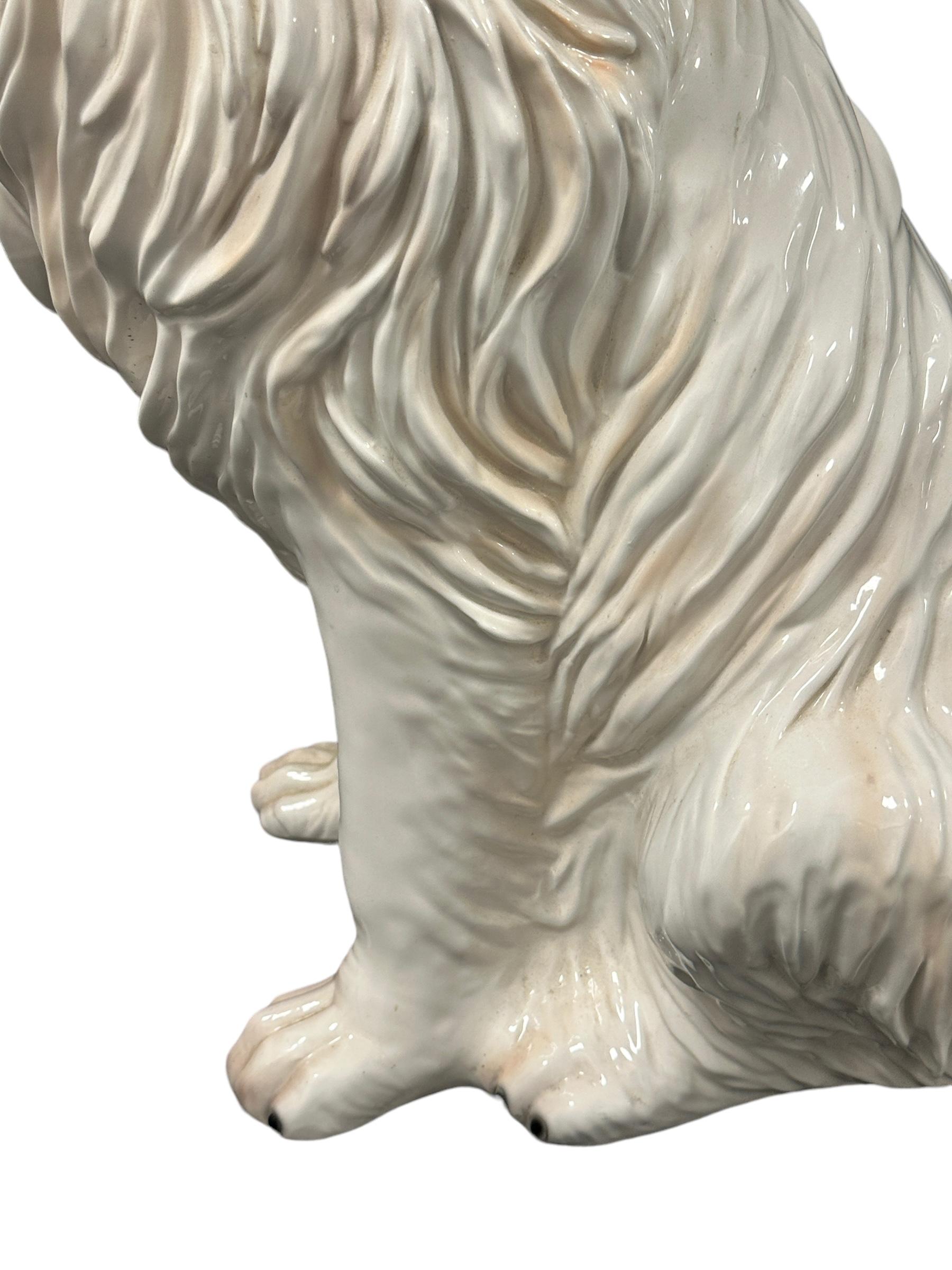 Italienische sitzende Majolika-Keramik-Statue-Figur eines Hundes in Lebensgröße, Vintage, 1980er Jahre im Angebot 7