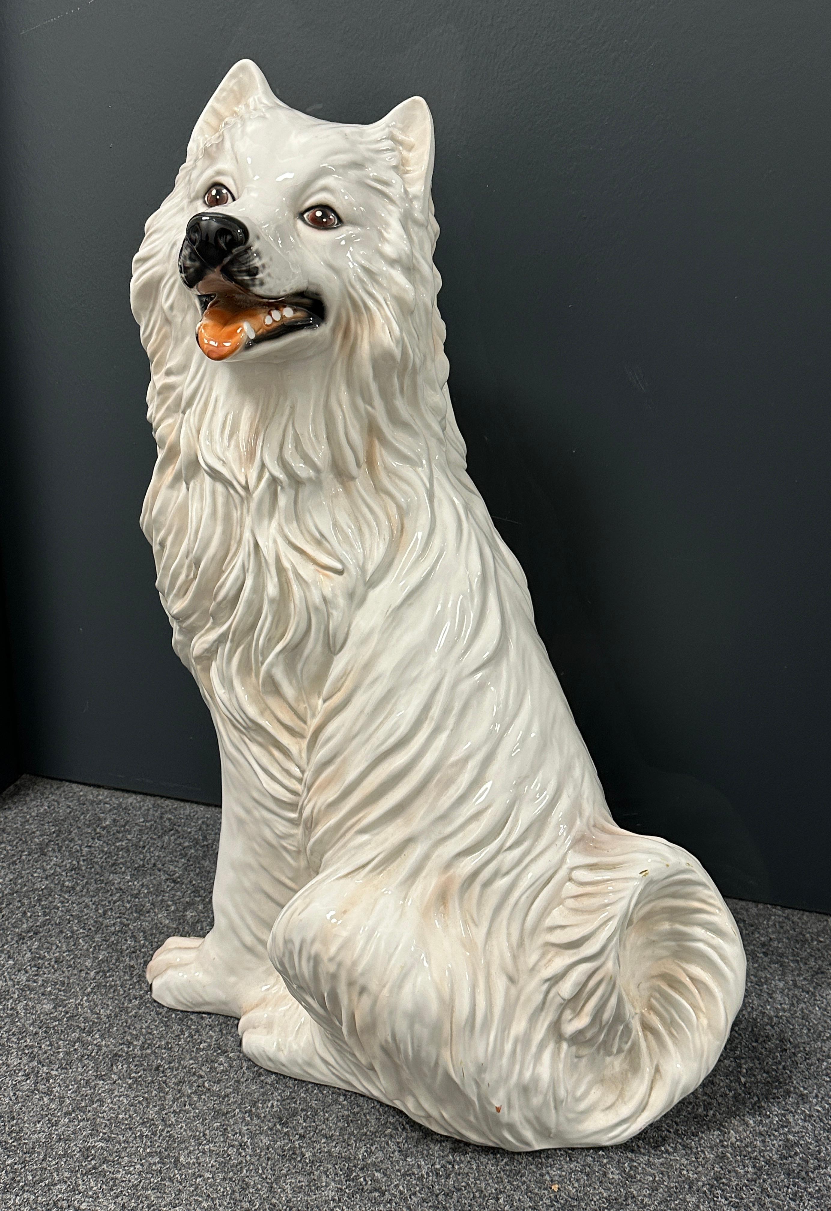 ‎Life-Size Italian seated Dog Majolica Ceramic Statue Figurine Vintage, 1980s For Sale 10