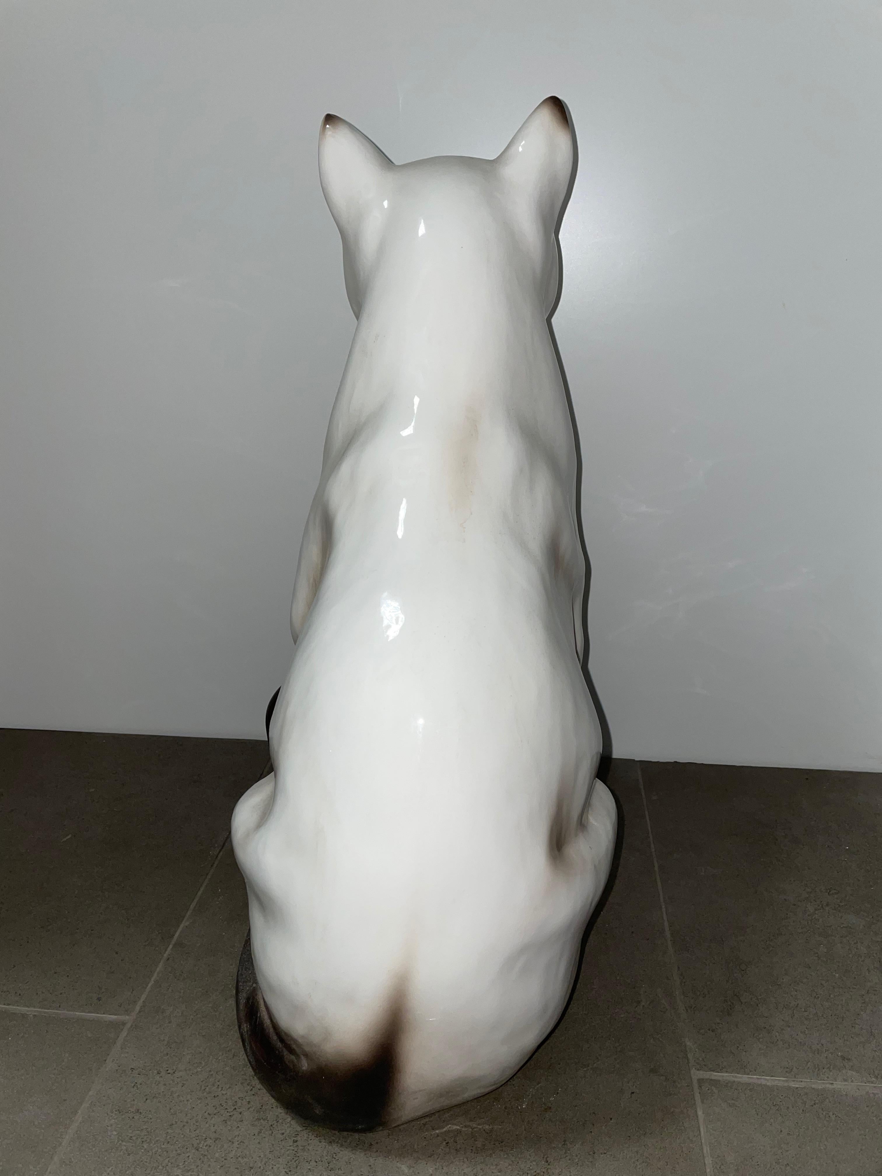 ‎Life-Size Italian Siam Cat Majolica Ceramic Statue Figurine Vintage, 1970s 8