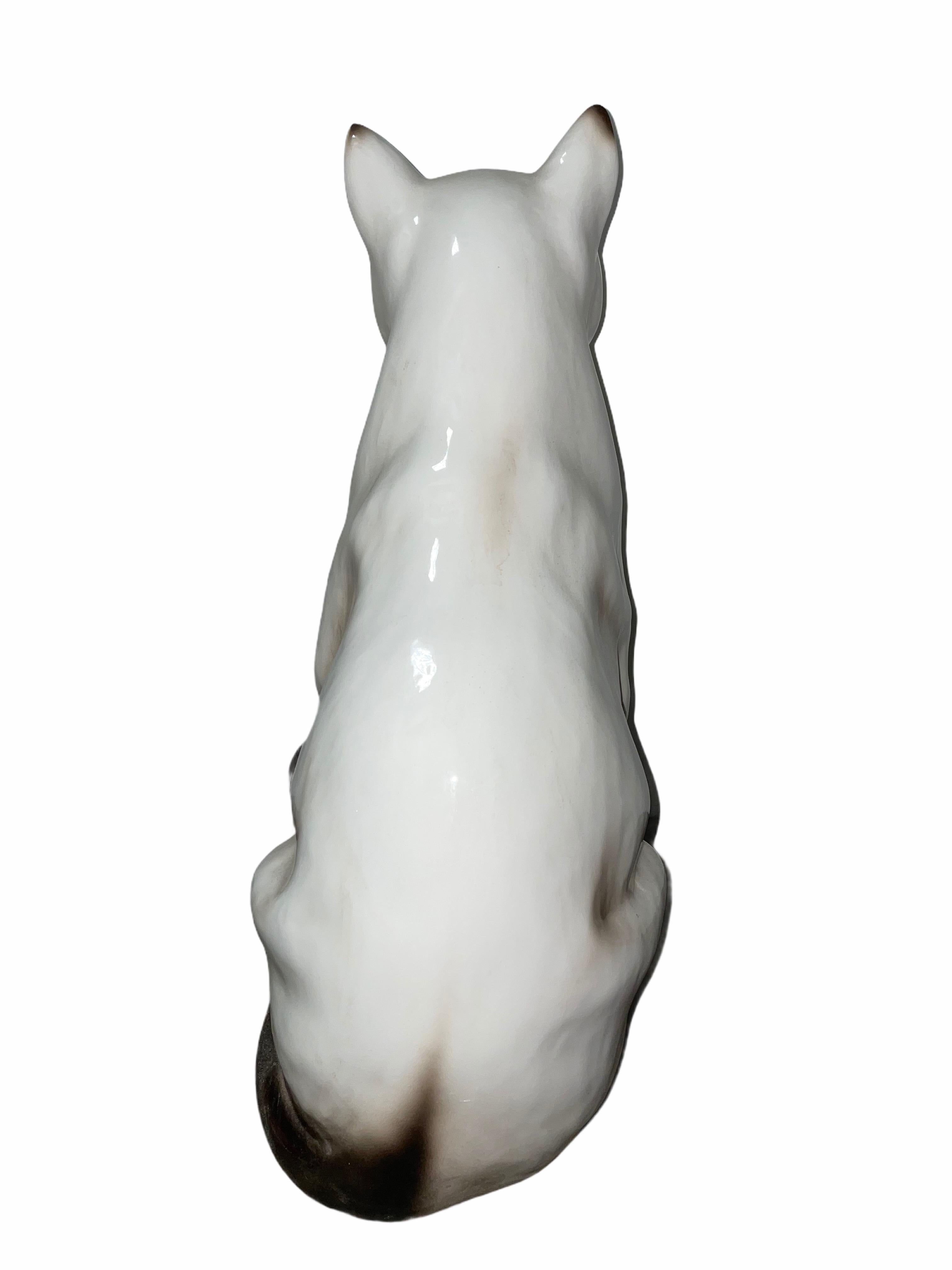 Late 20th Century ‎Life-Size Italian Siam Cat Majolica Ceramic Statue Figurine Vintage, 1970s