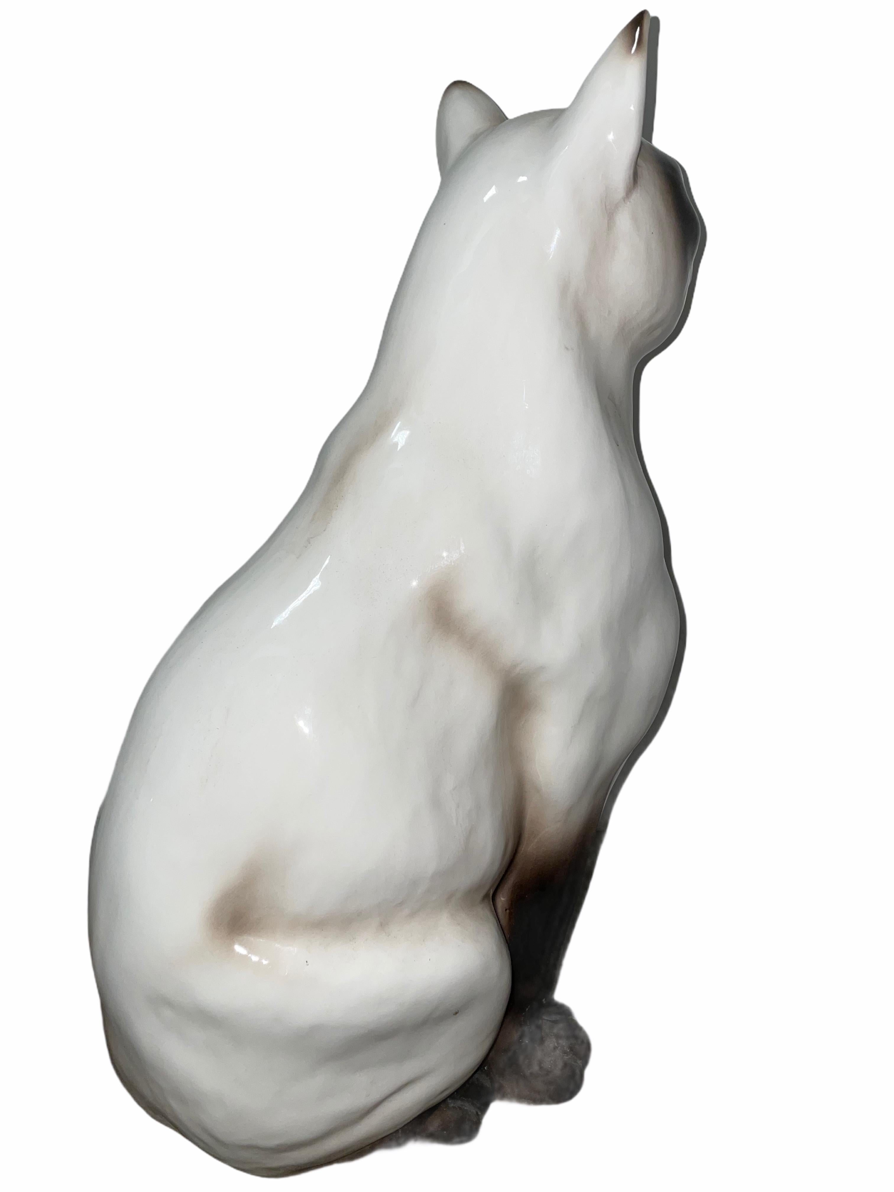‎Life-Size Italian Siam Cat Majolica Ceramic Statue Figurine Vintage, 1970s 1
