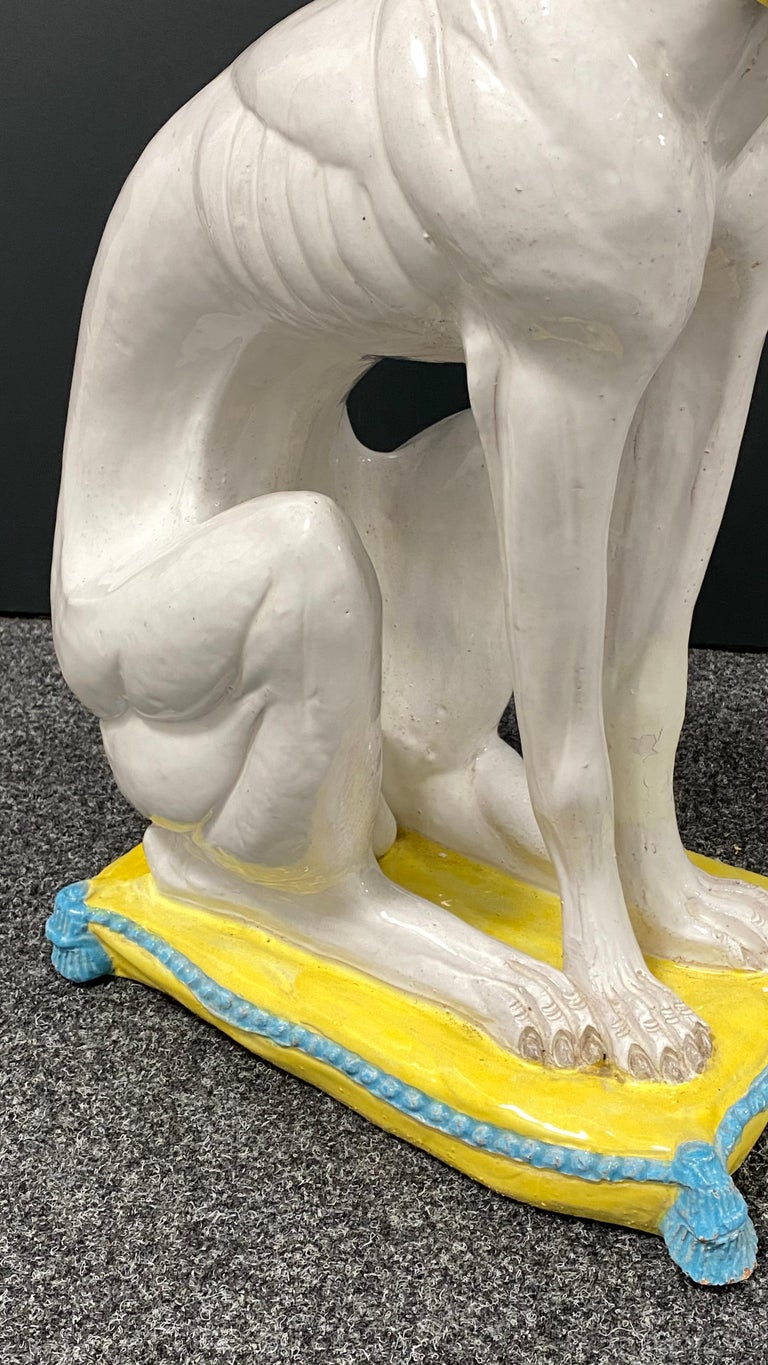 ‎LifeSize Italian Whippet Greyhound Majolica Dog Statue Figurine