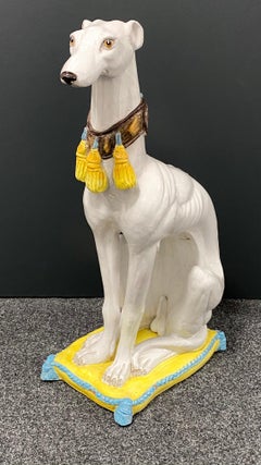 ‎Life-Size Italian Whippet Greyhound Majolica Dog Statue Figurine Vintage, 1960s