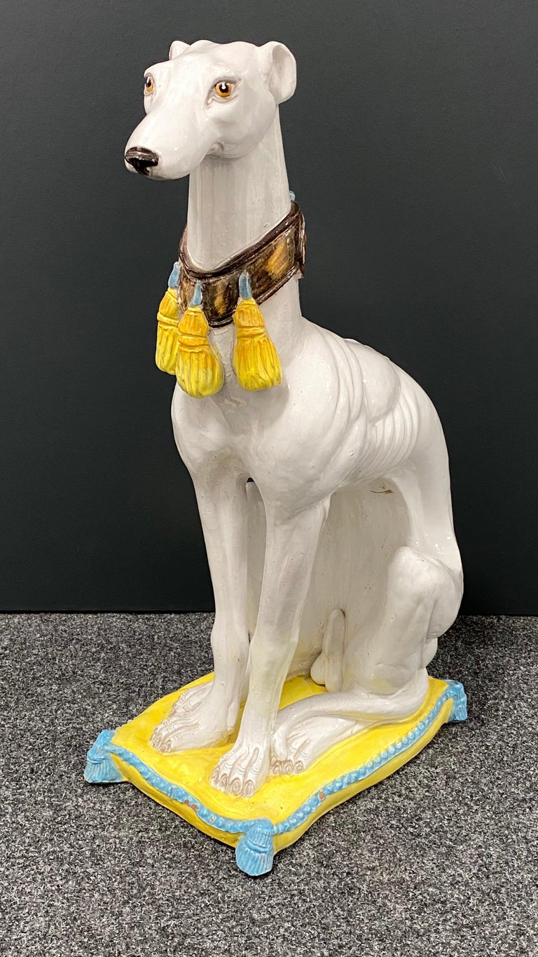 ‎LifeSize Italian Whippet Greyhound Majolica Dog Statue Figurine