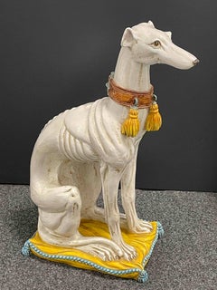 ‎Life-Size Italian Whippet Greyhound Majolica Dog Statue Figurine Vintage, 1960s
