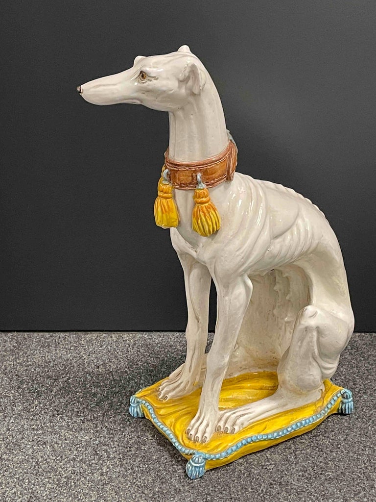 ‎LifeSize Italian Whippet Greyhound Majolica Dog Statue Figurine