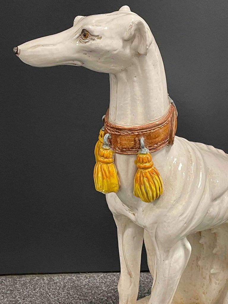 ‎LifeSize Italian Whippet Greyhound Majolica Dog Statue Figurine