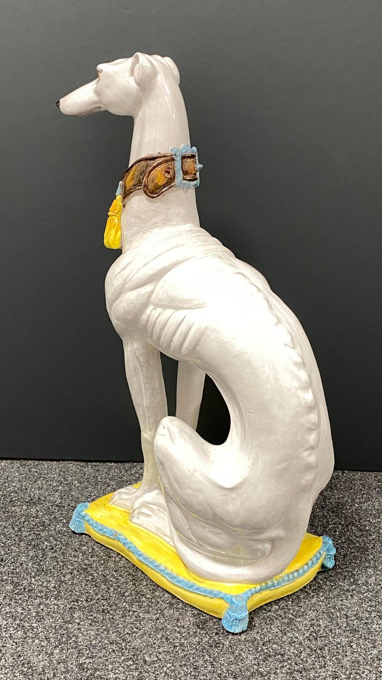 ‎LifeSize Italian Whippet Greyhound Majolica Dog Statue Figurine