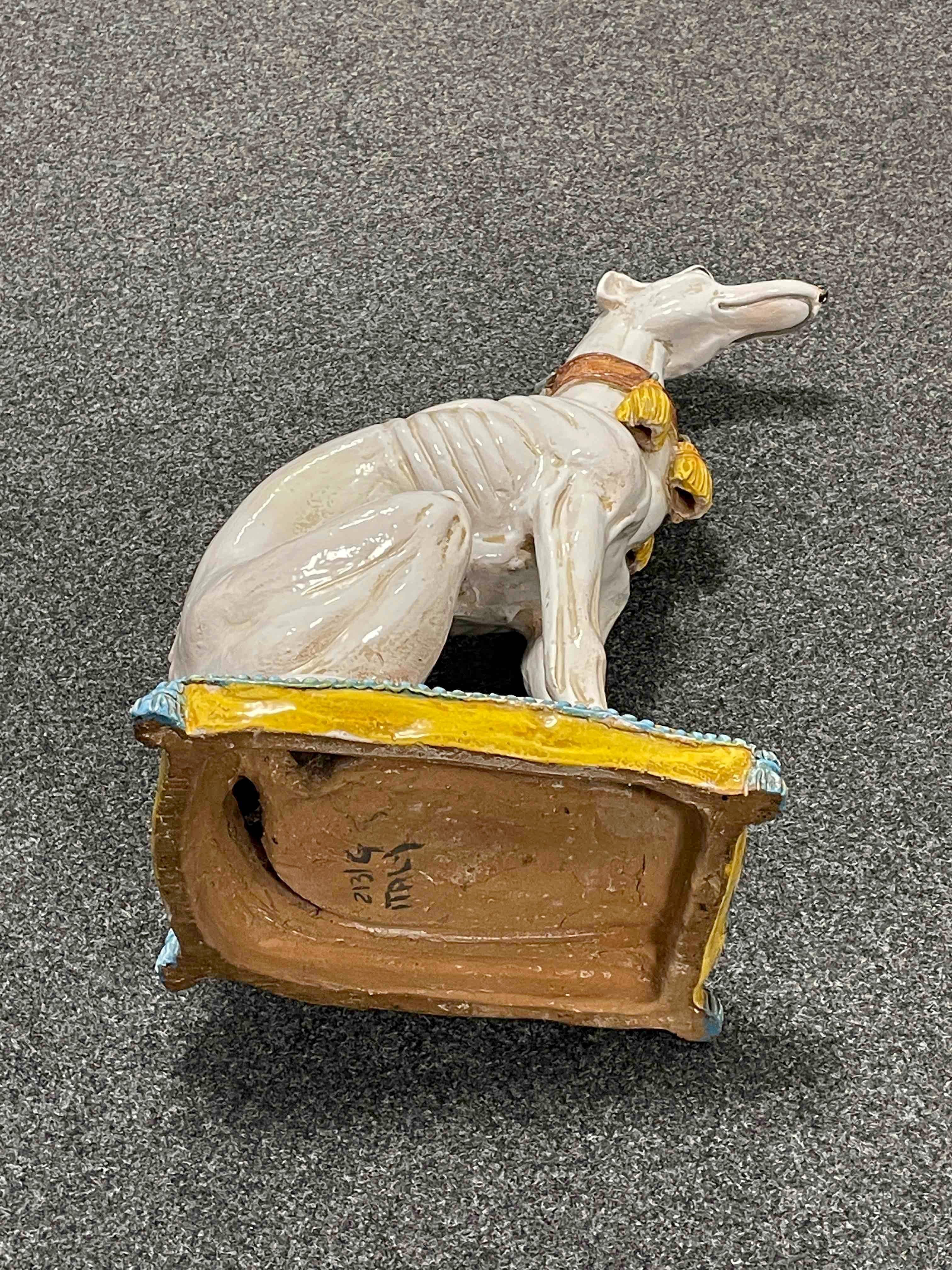 ‎Life-Size Italian Whippet Greyhound Majolica Dog Statue Figurine Vintage, 1960s 1