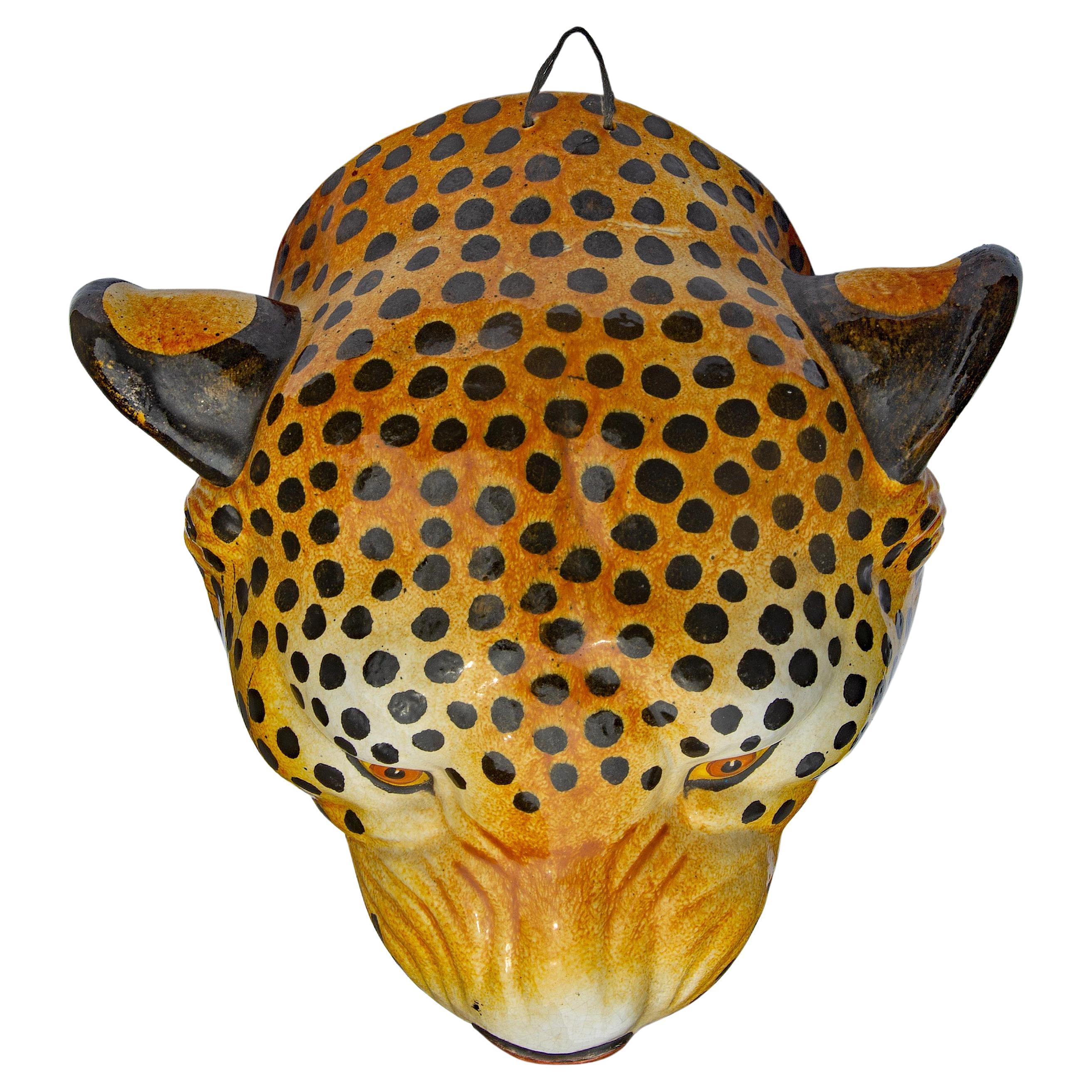Montura de leopardo de tamaño natural Terracota italiana Mediados del siglo XX Italiano en venta