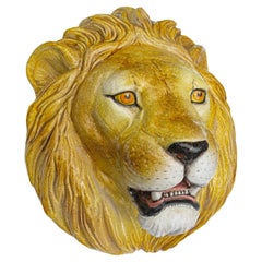 Life Size Lion Mount Italian Terracotta Mid 20th Century
