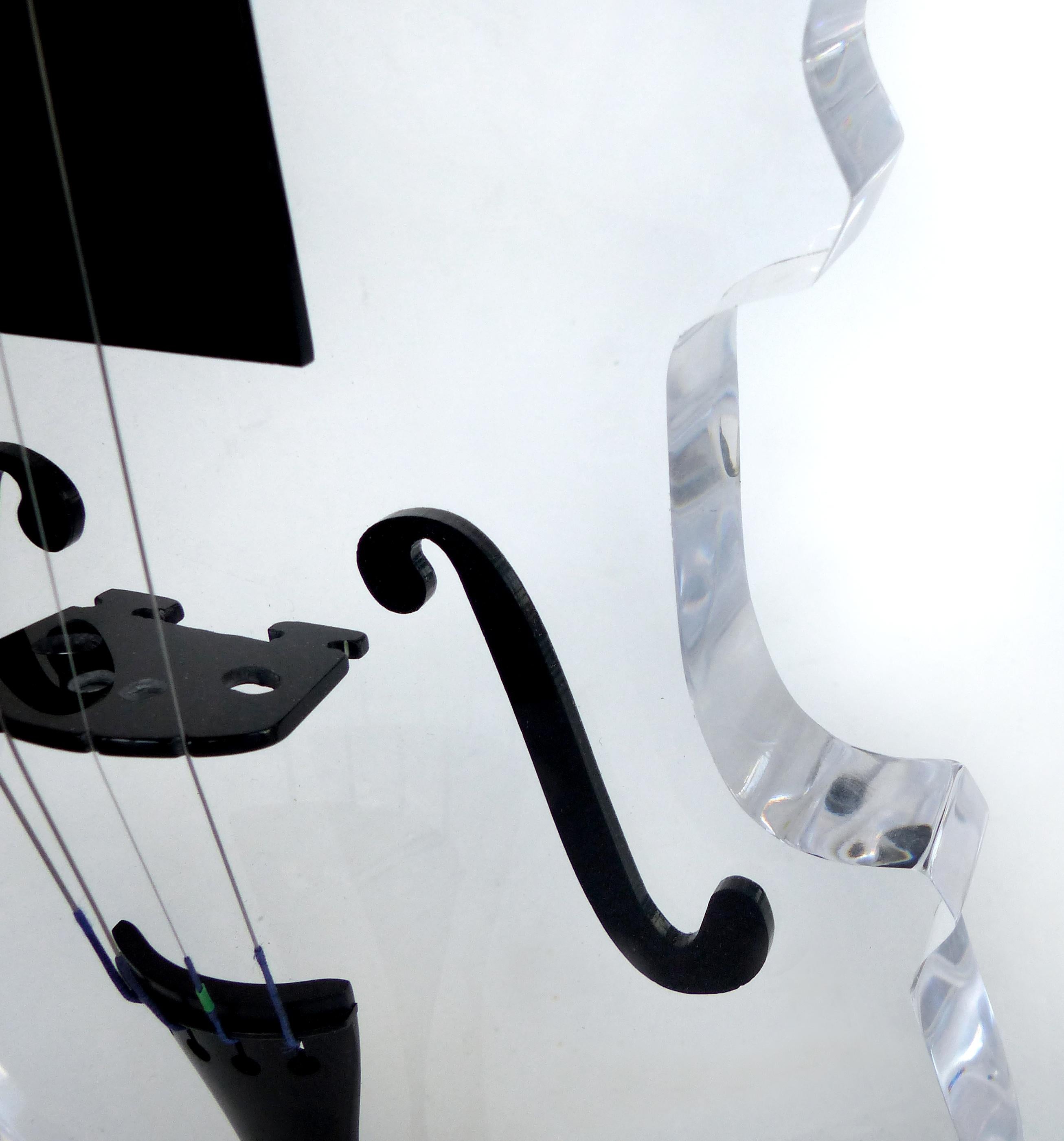 Contemporary Custom Life-Size Lucite Violin Sculpture on Stand