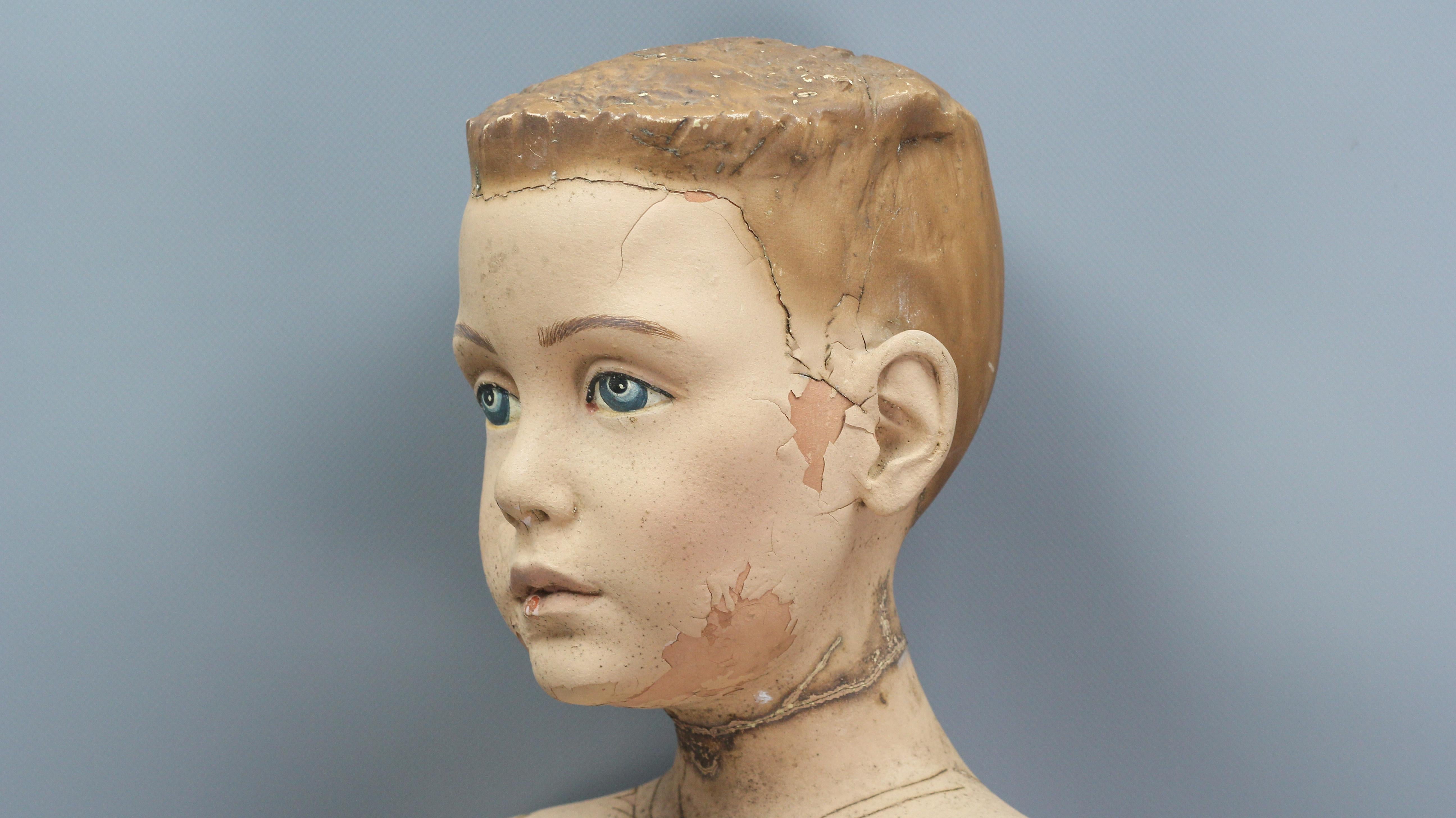 Mid-Century Modern Life Size Mannequin Boy with Blue Eyes, circa 1980 For Sale