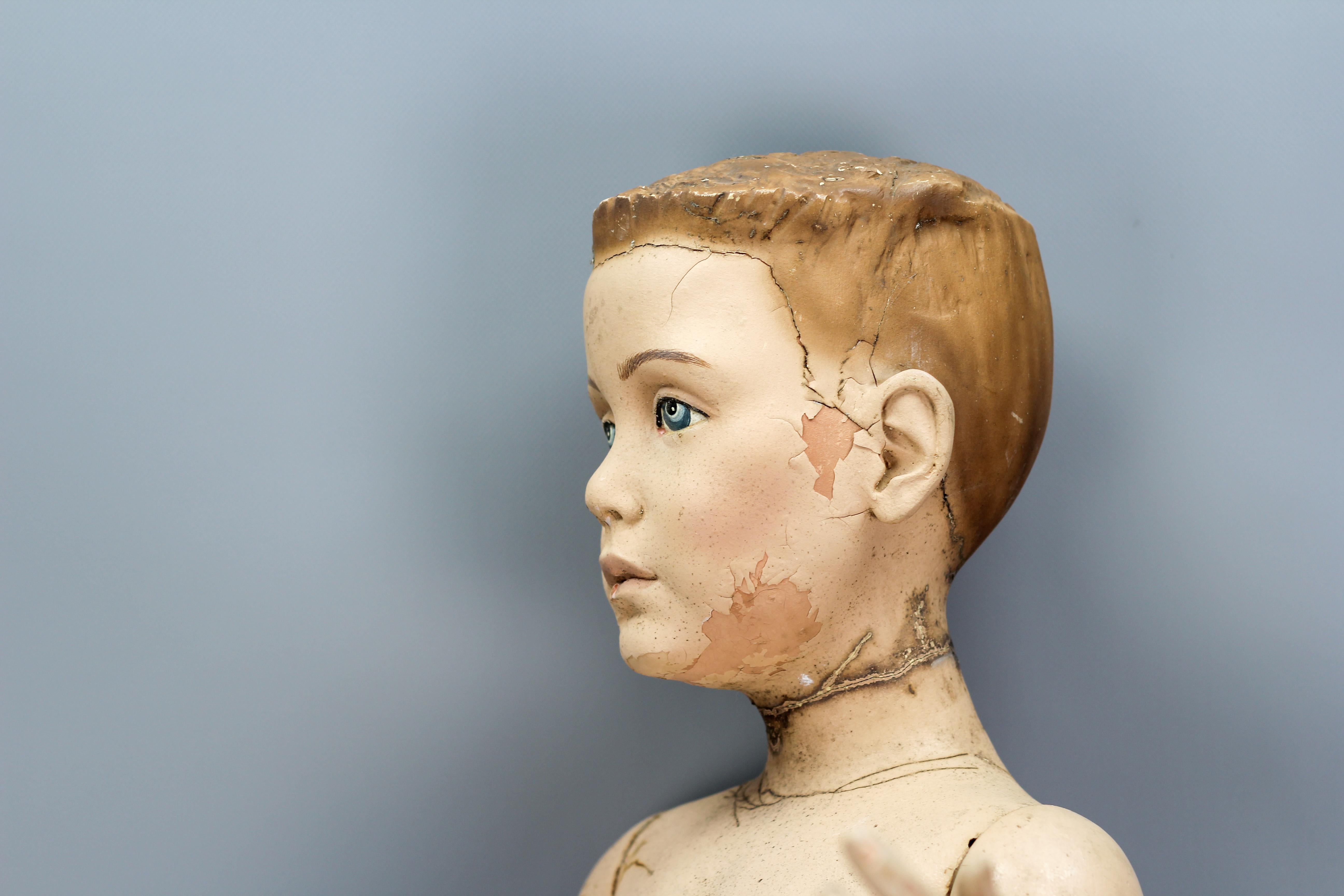English Life Size Mannequin Boy with Blue Eyes, circa 1980 For Sale