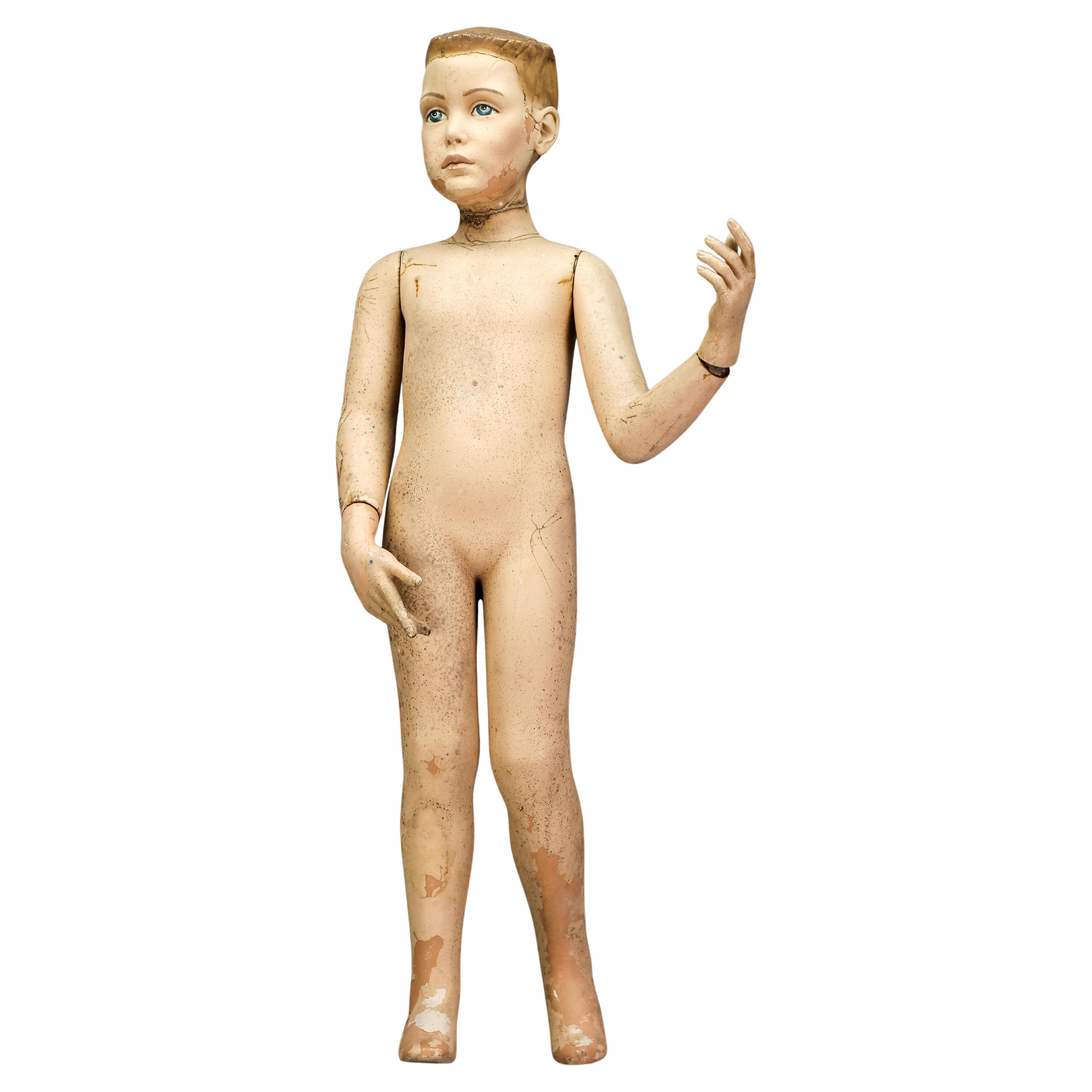 Life Size Mannequin Boy with Blue Eyes, circa 1980 For Sale