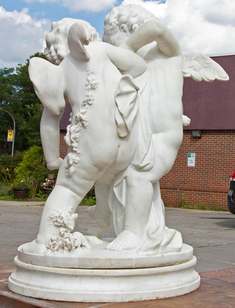 LifeSize Marble Statue of Eros and Anteros "Two Loves Fighting for a