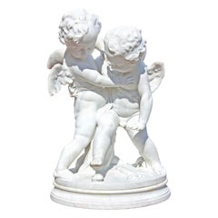 Life-Size Marble of Eros and Anteros "Two Loves Fighting for a Heart"